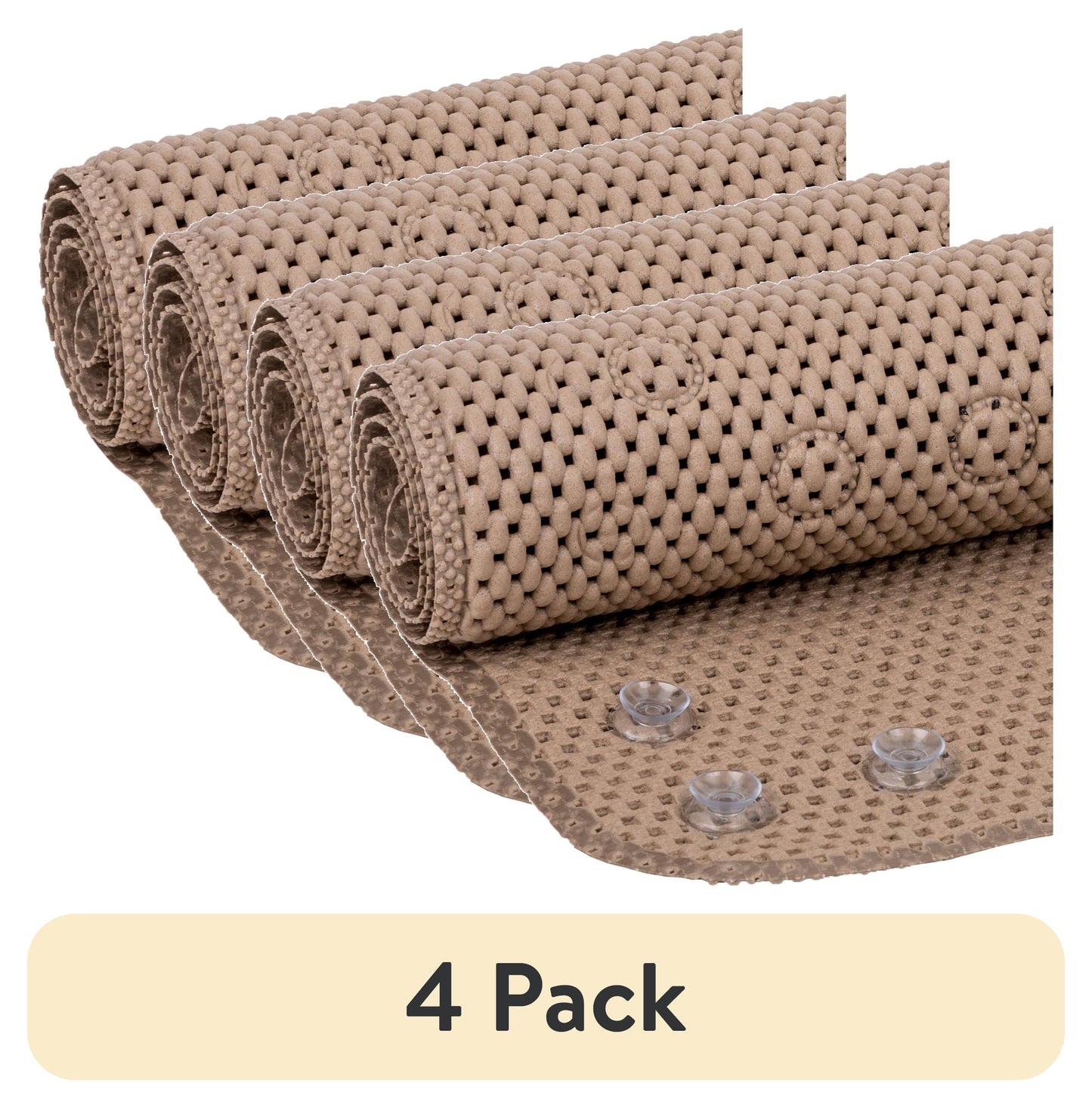 (4 pack) Mainstays 17" x 36" Cushioned Foam Bathtub Mat with Suction Cups, Blue