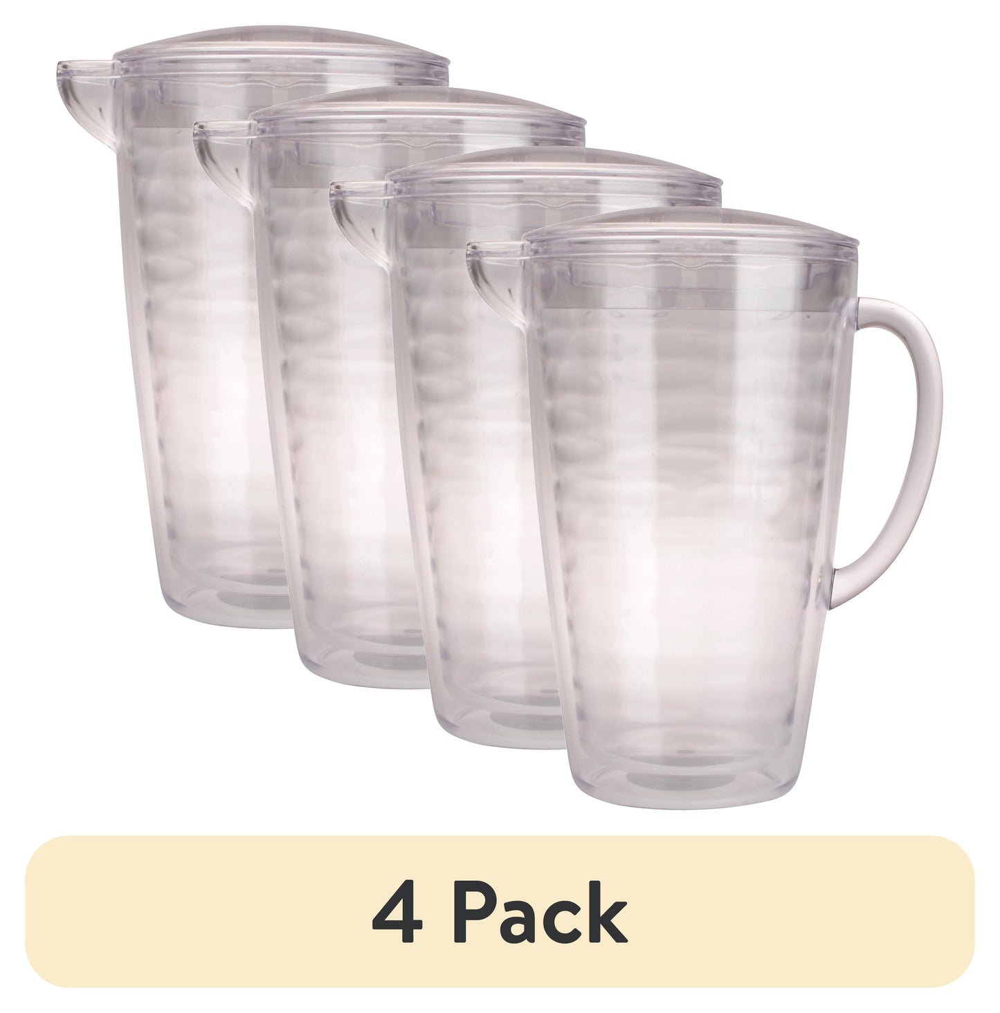 (4 pack) Mainstays 2.5 Quart Double Wall Clear Acrylic Pitcher