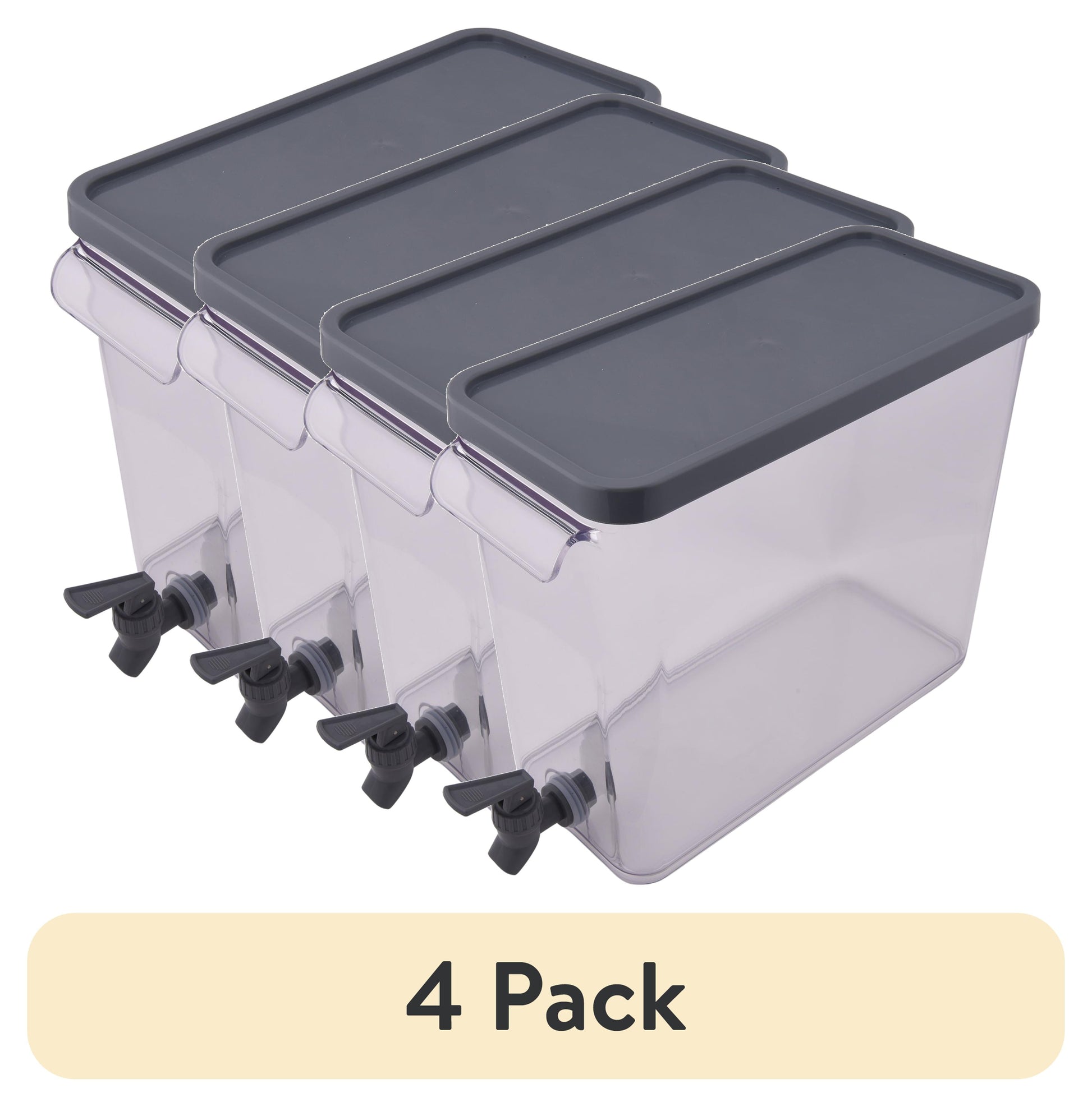 (Paquete de 4) Dispensador Delgado de Refrigerador de AcrÃ­lico de 2 Galones, Gris