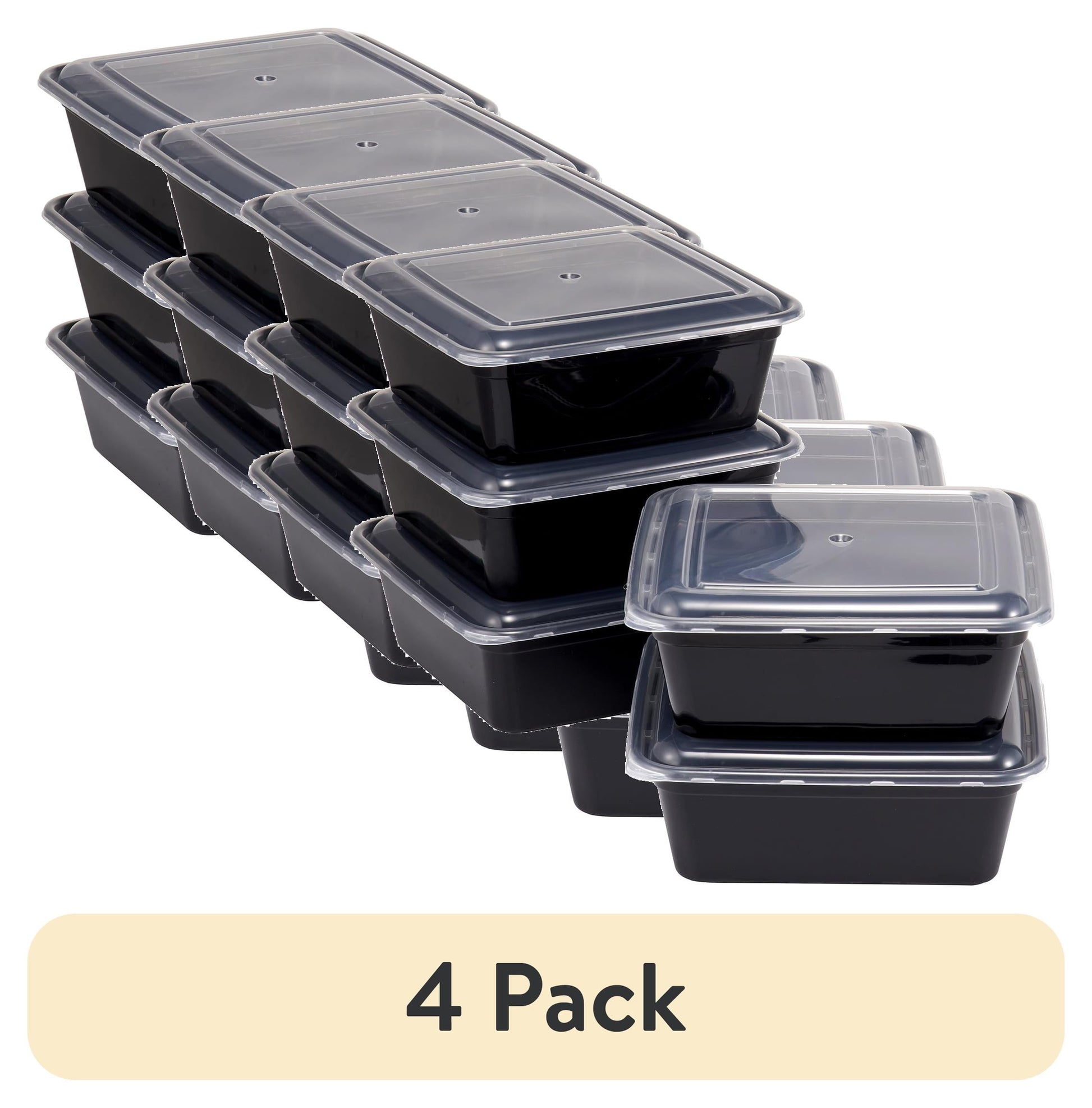 (1 Paquete) Mainstays Paquete de 5 Contenedores Cuadrados Altos de 8 Tazas para PreparaciÃ³n de Comidas con Tapas, sin BPA, Aptos para Microondas y Lavavajillas, Adecuados para la OrganizaciÃ³n Del Refrigerador