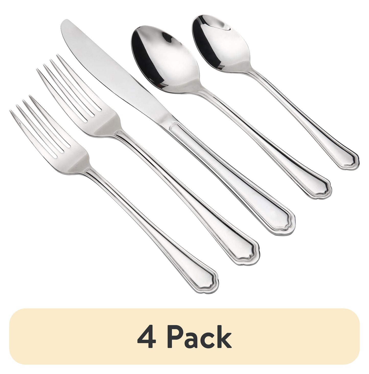 Mainstays Connor 20 Piece Stainless Steel Flatware Set, Silver Tableware