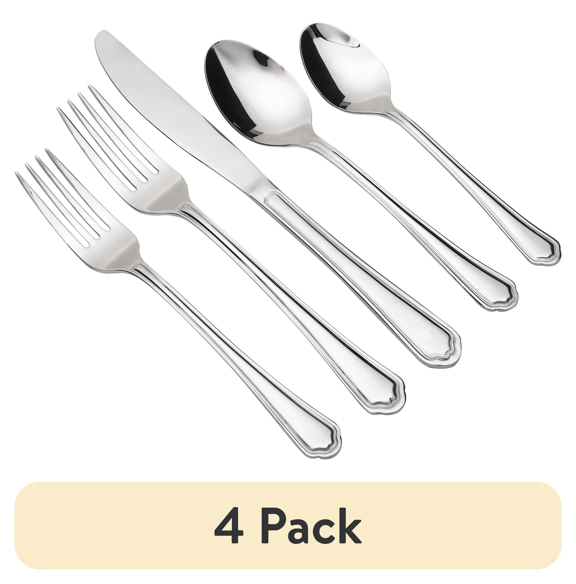 Mainstays Connor 20 Piece Stainless Steel Flatware Set, Silver Tableware