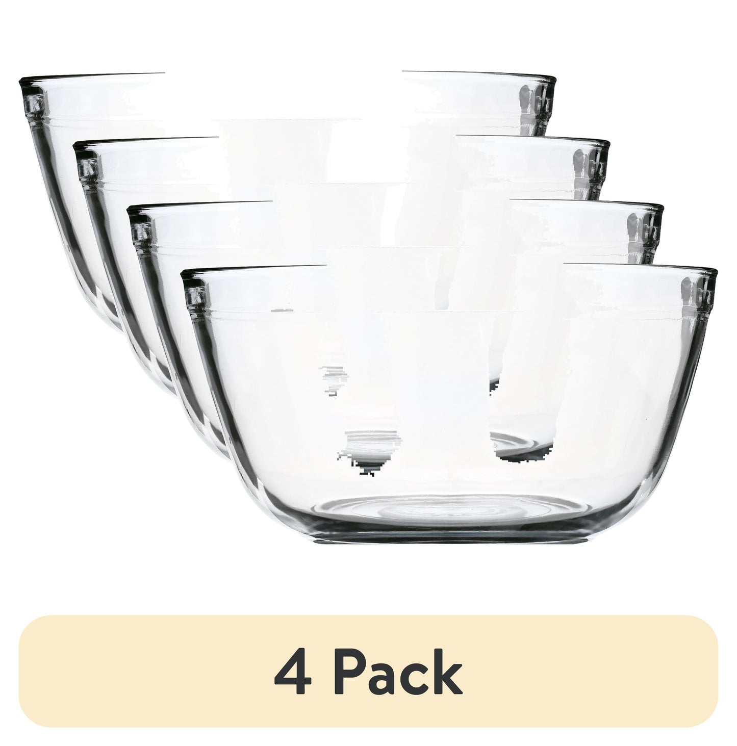 (4 pack) Mainstays Glass Mixing Bowl, 4 Quart