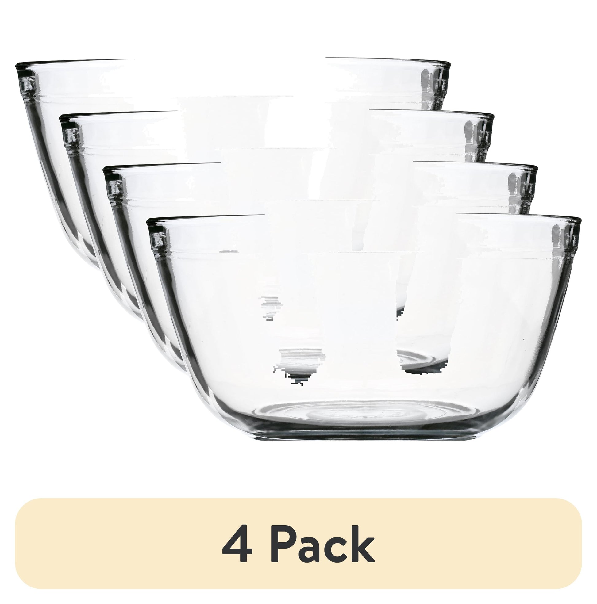 (4 pack) Mainstays Glass Mixing Bowl, 4 Quart