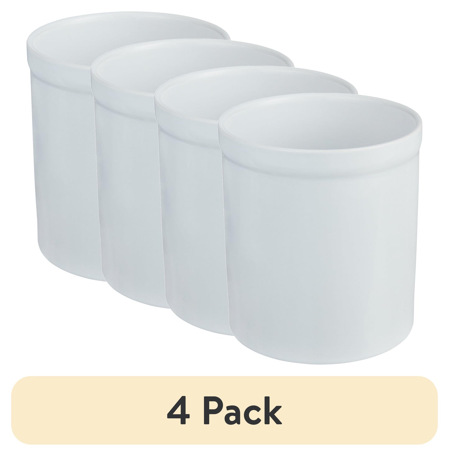 (4 pack) Mainstays Glazed Stoneware Kitchen Utensil Holder, Ceramic Countertop Utensil Crock for Spoons, Spatulas and Cooking Tools, White