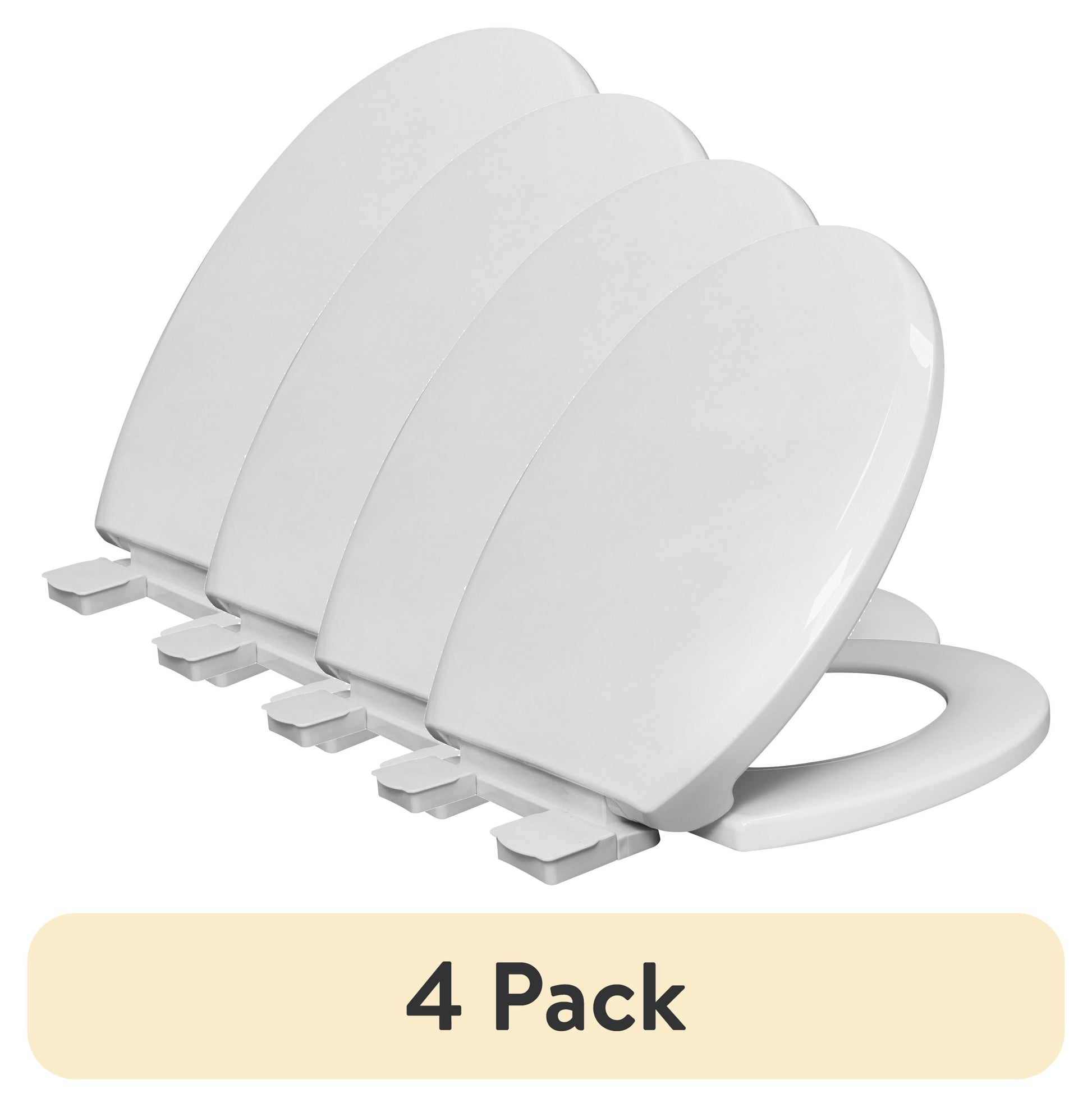 (4 pack) Mainstays Plastic Round Slow Close Toilet Seat in White