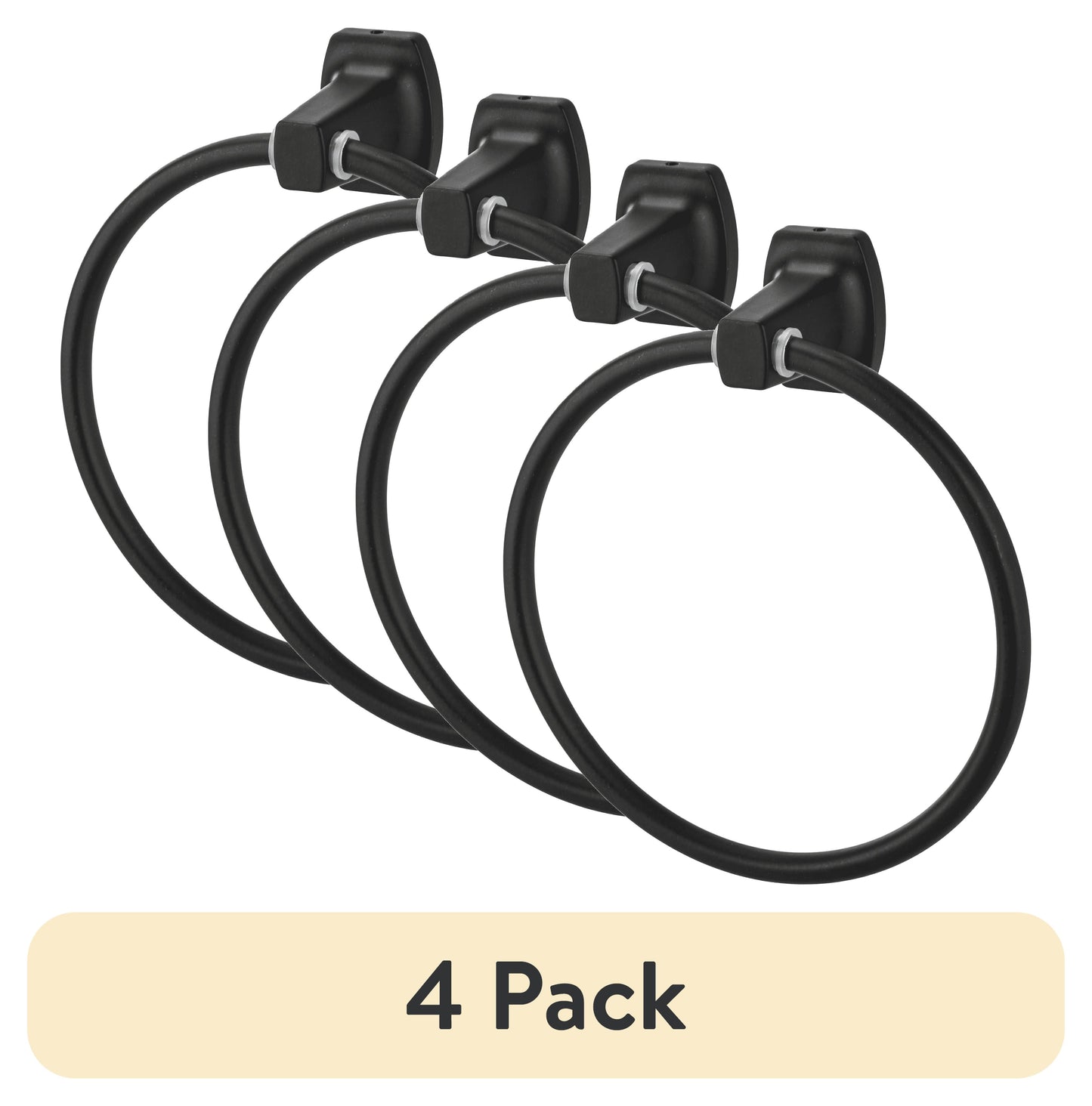 Mainstays Square Matte Black Steel Wall Mount Towel Ring