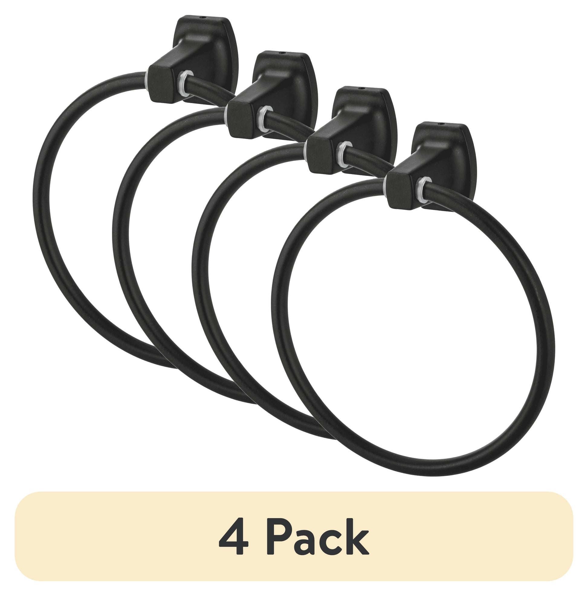 Mainstays Square Matte Black Steel Wall Mount Towel Ring