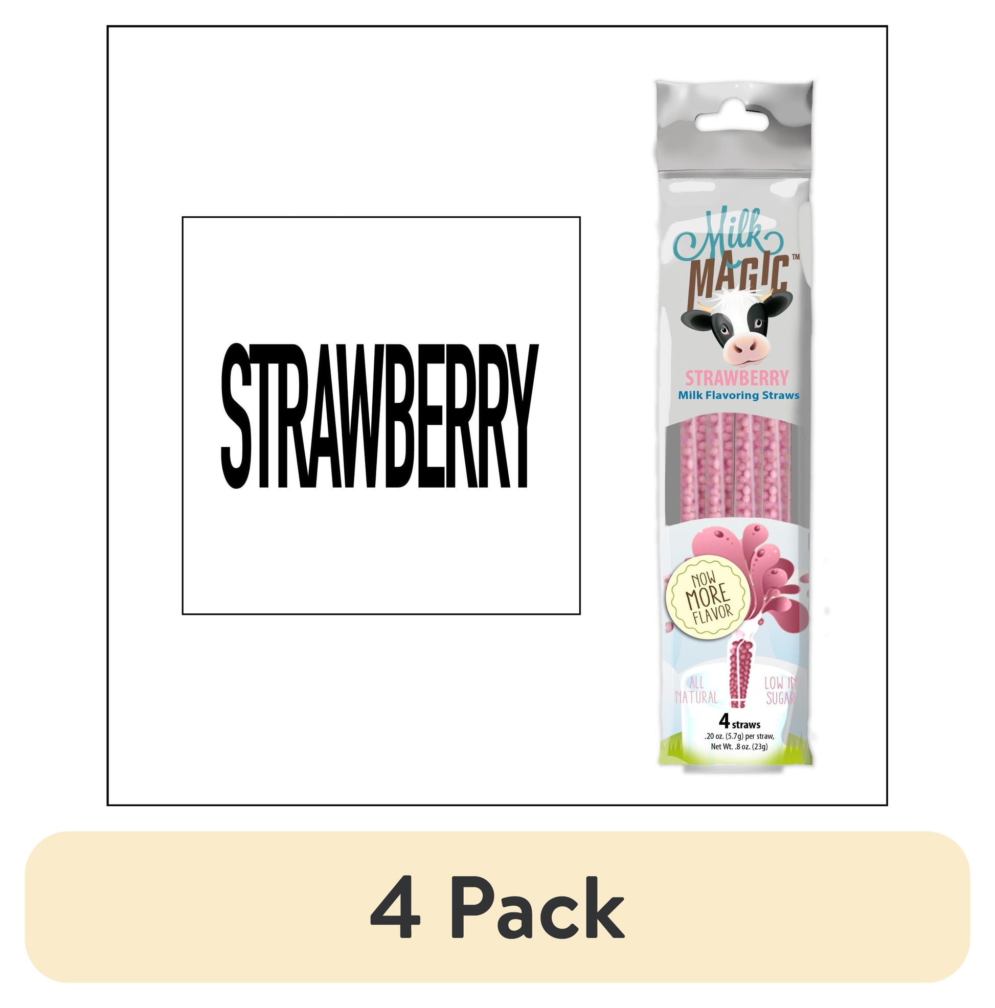 (4 pack) Milk Magic Strawberry Milk Flavoring Straws 24 Count