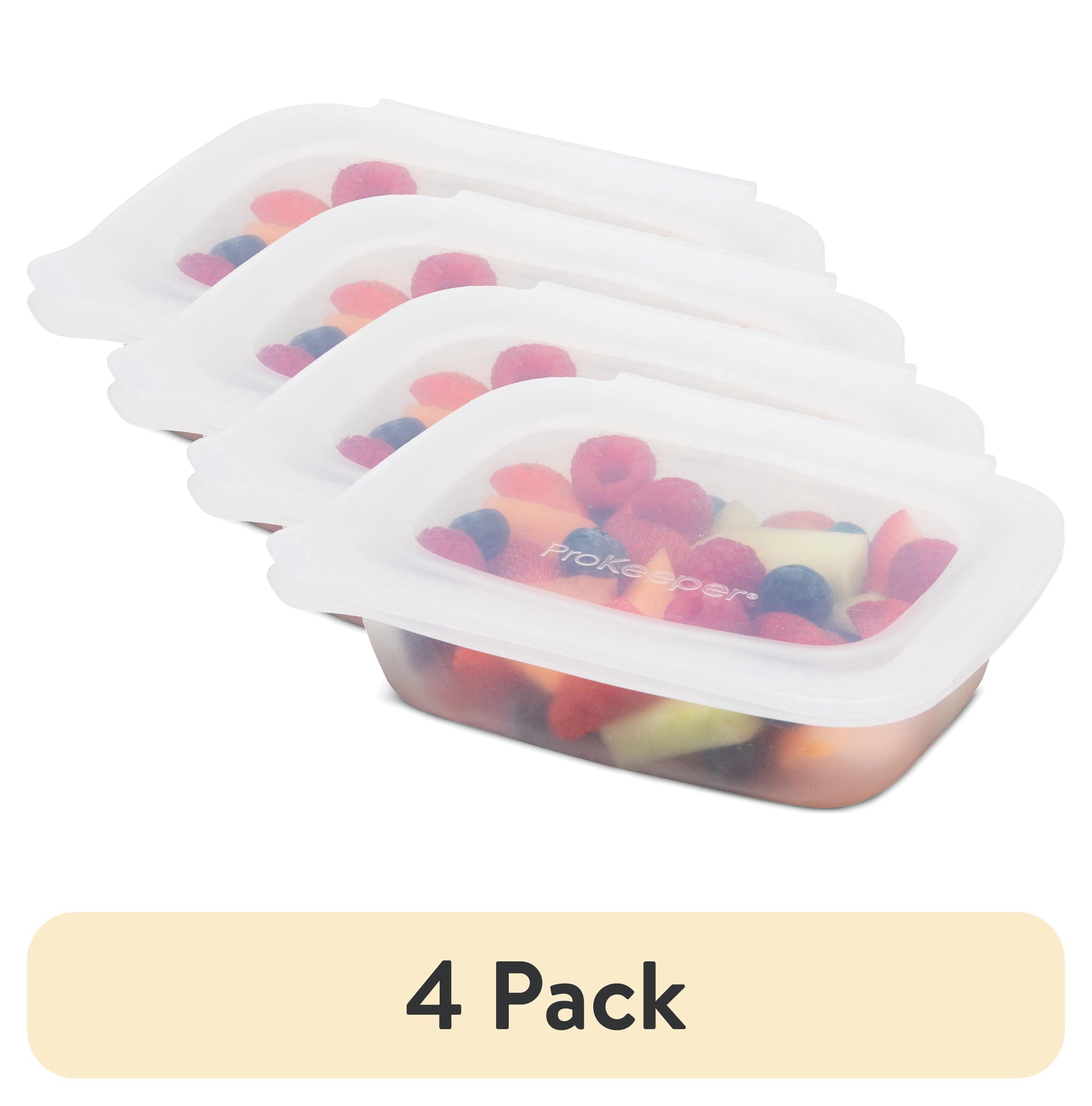 (4 pack) Prokeeper+ 2 Cup Silicone Softbox, Ideal Use for Workday Meals and Travel
