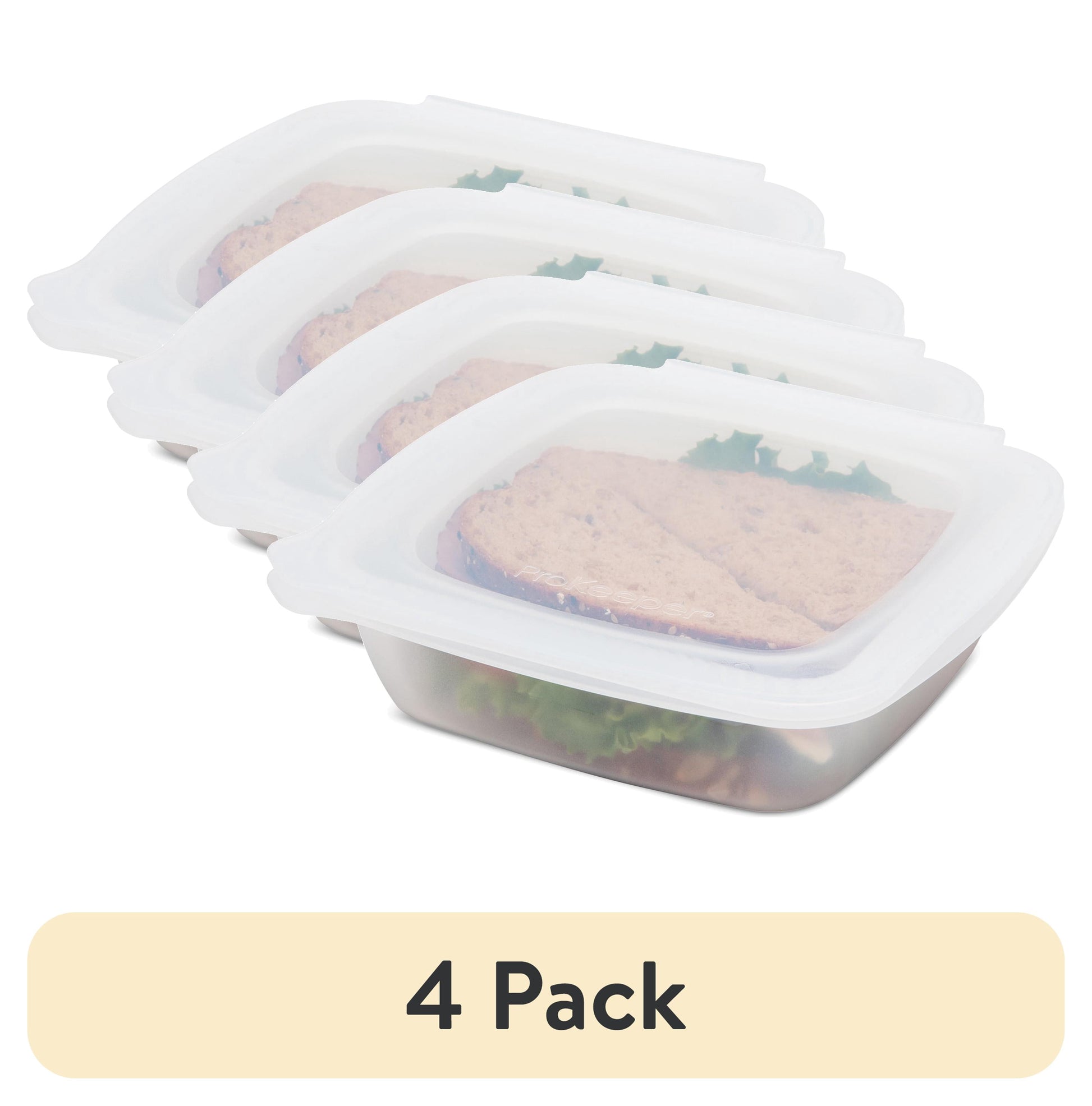 (4 pack) Prokeeper+ 3 Cup Silicone Softbox for School Lunches and Activities