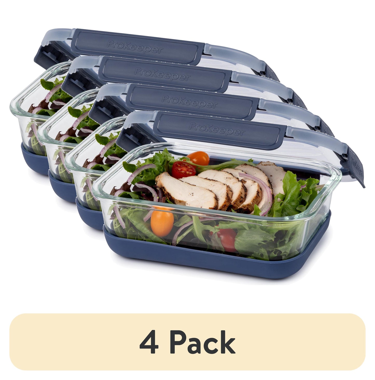 (4 pack) Prokeeper+ 4.5 Cup Glass Food Storeage Container with Silicone Base, Designed to Help with Pantry Storage and Everyday Organization