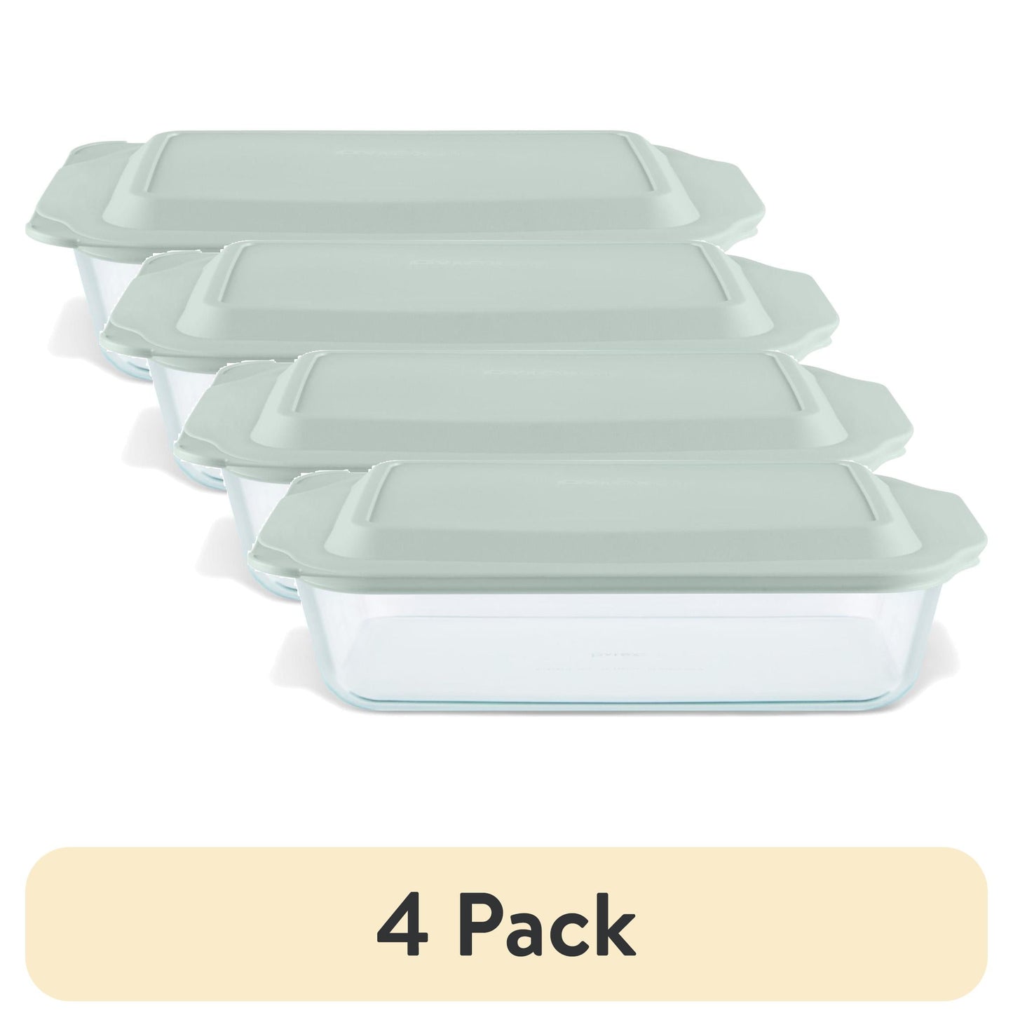 (4 pack) Pyrex Deep 9" x 13" Bakeware Dish with Sage Lid