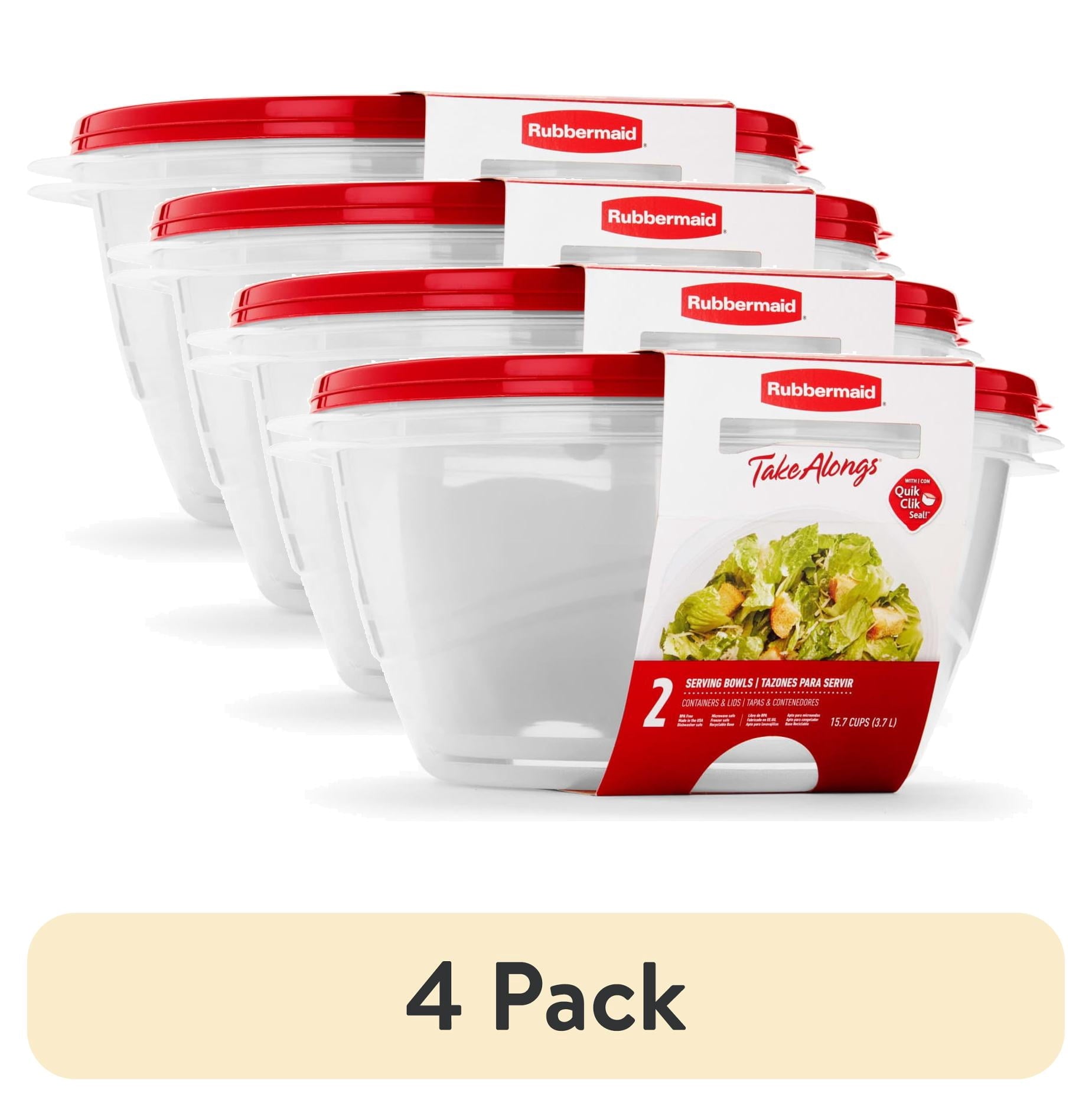 (4 pack) Rubbermaid TakeAlongs Serving Bowl Food Storage Containers, 15.7 Cup, 2 Count