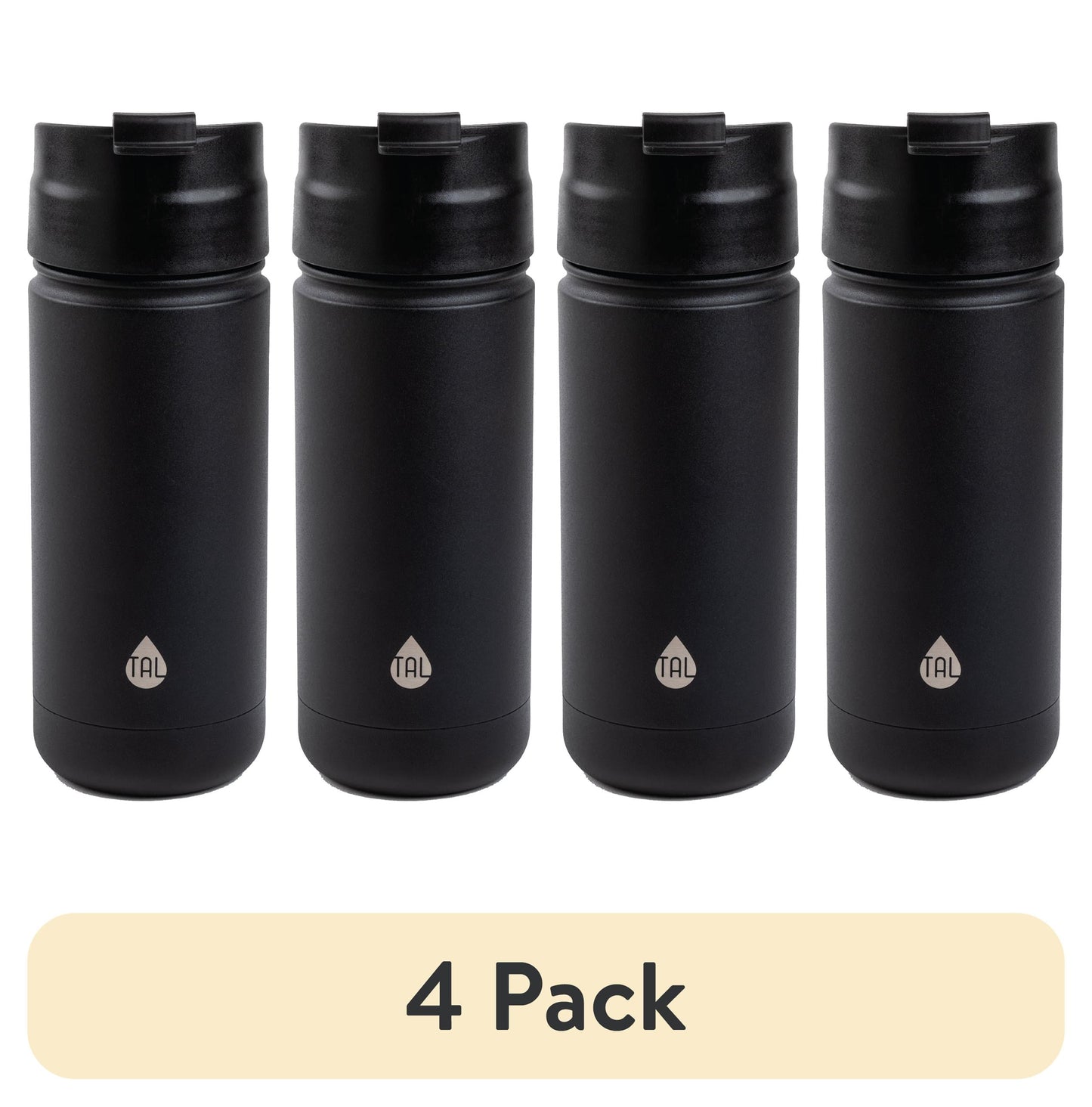 (4 pack) TAL 18oz Stainless Steel Ranger Coffee Travel Mug, Black