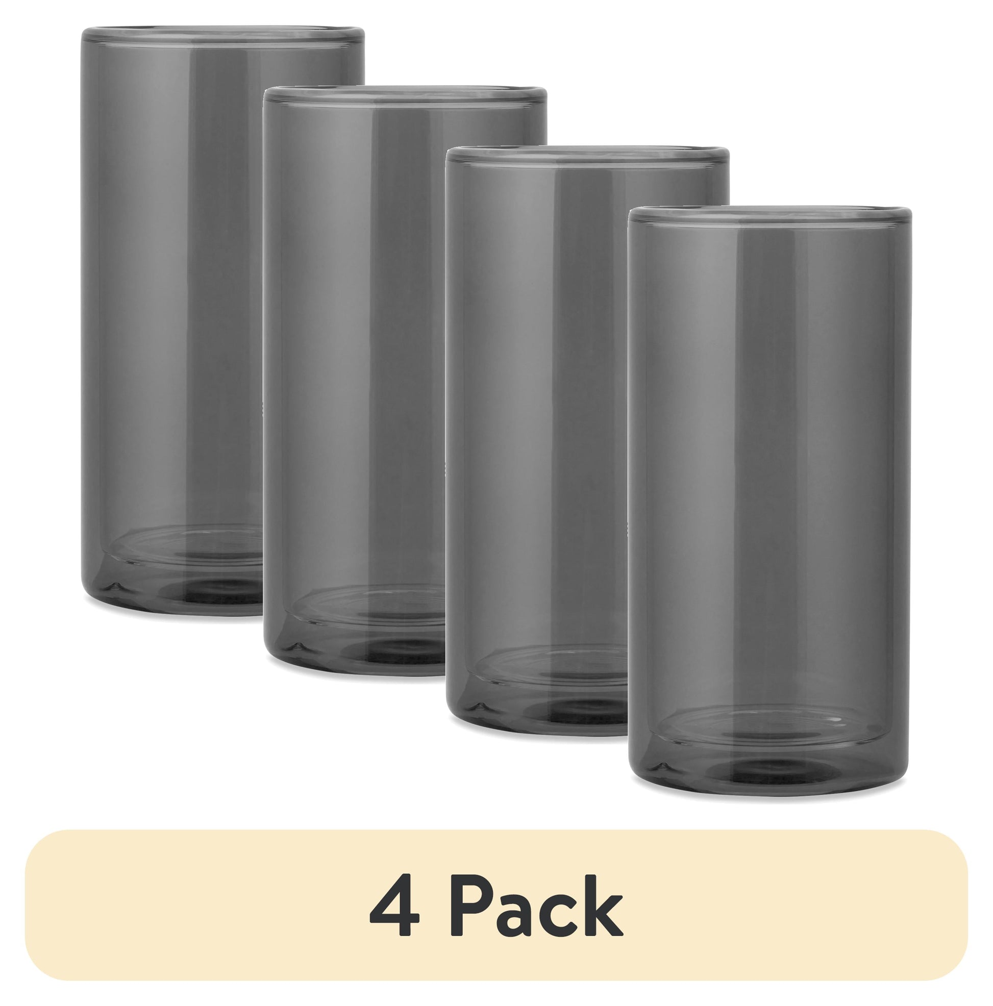 (4 pack) Thyme & Table 16 fl oz Black Double Wall Drinking Glass