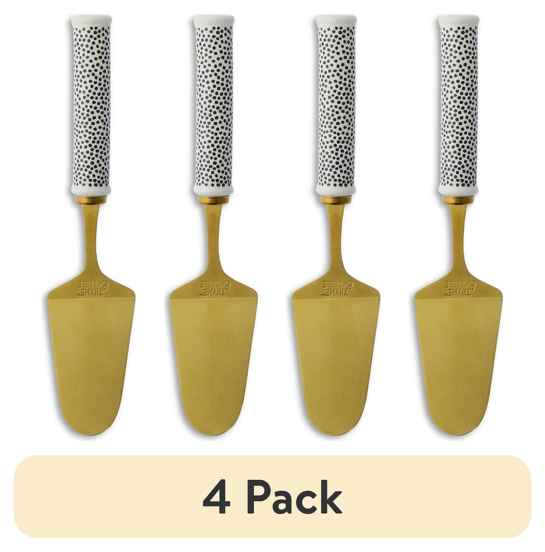 (4 pack) Thyme & Table Non Slip Gold Stainless Steel Pie Server with Ceramic Dot Pattern Handle