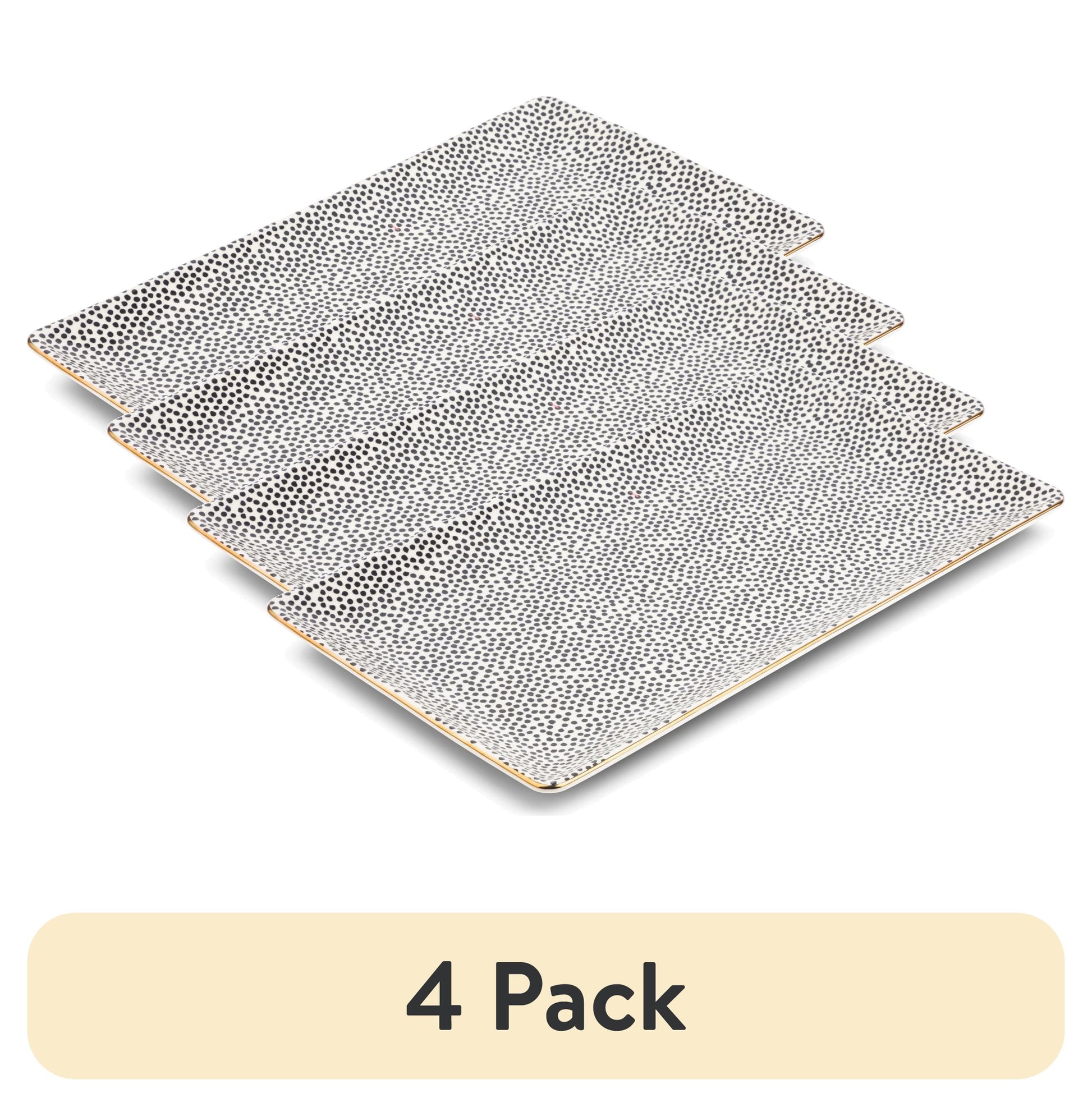 (4 pack) Thyme & Table Stoneware Rectangular Serve Platter, Dot