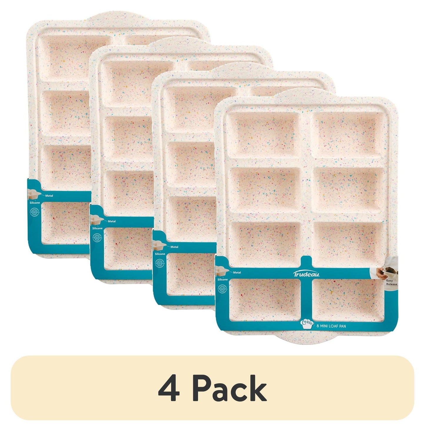 Trudeau Structured Silicone 8-Count Mini Loaf Pan â€“ for Mini Loaves, Mini Meatloaf, Mini Banana Bread, Mini Zucchini Bread, Mini Pound Cake, Mini Cheesecake & Mini Lasagna