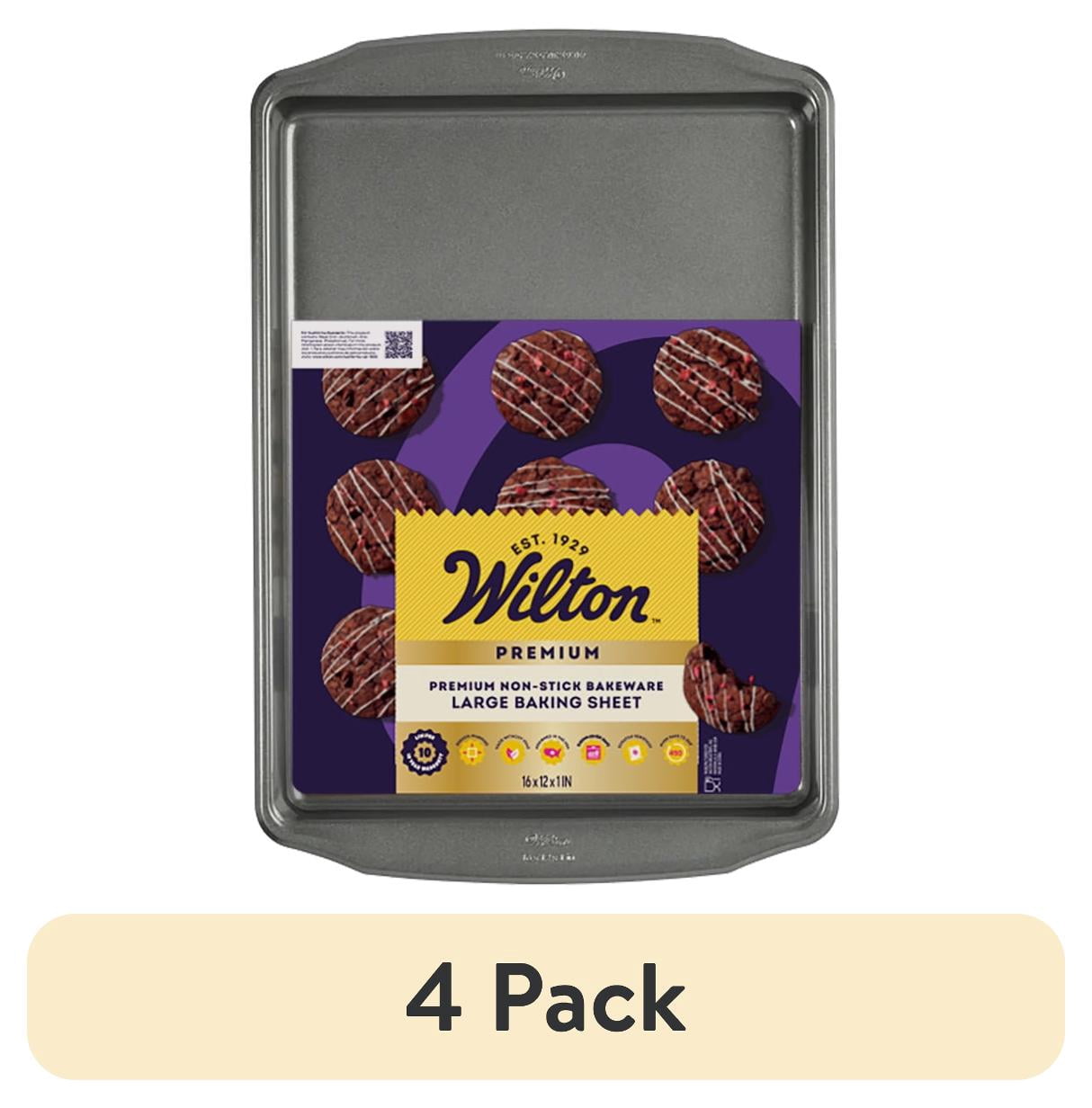 (4 pack) Wilton Premium Non-Stick Large Cookie Sheet 16"x12" Sheet Pan Baking Tray, Packaging May Vary