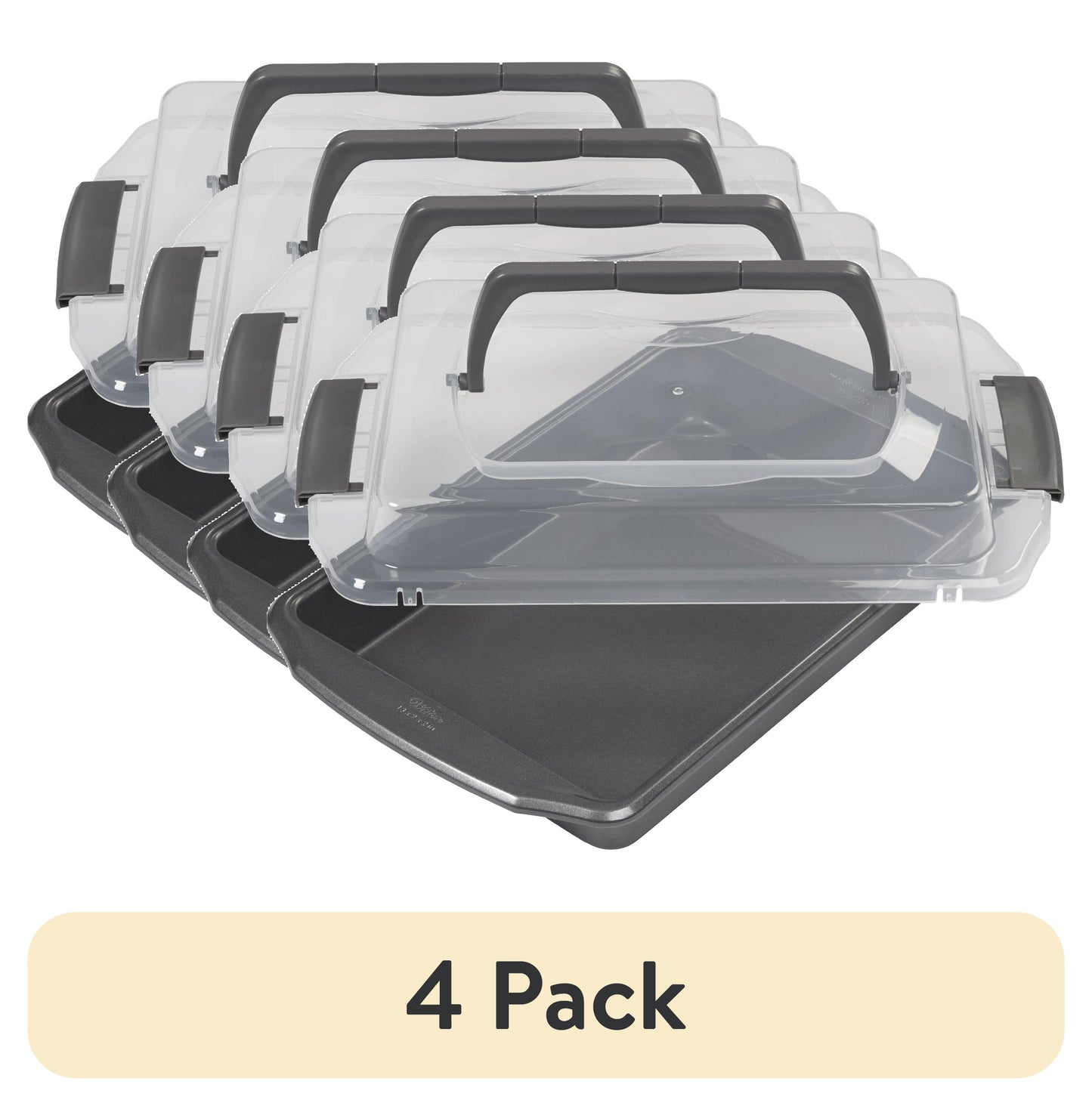 (4 pack) Wilton Premium Steel Non-Stick Oblong Cake Pan with Lid 13 x 9-inch