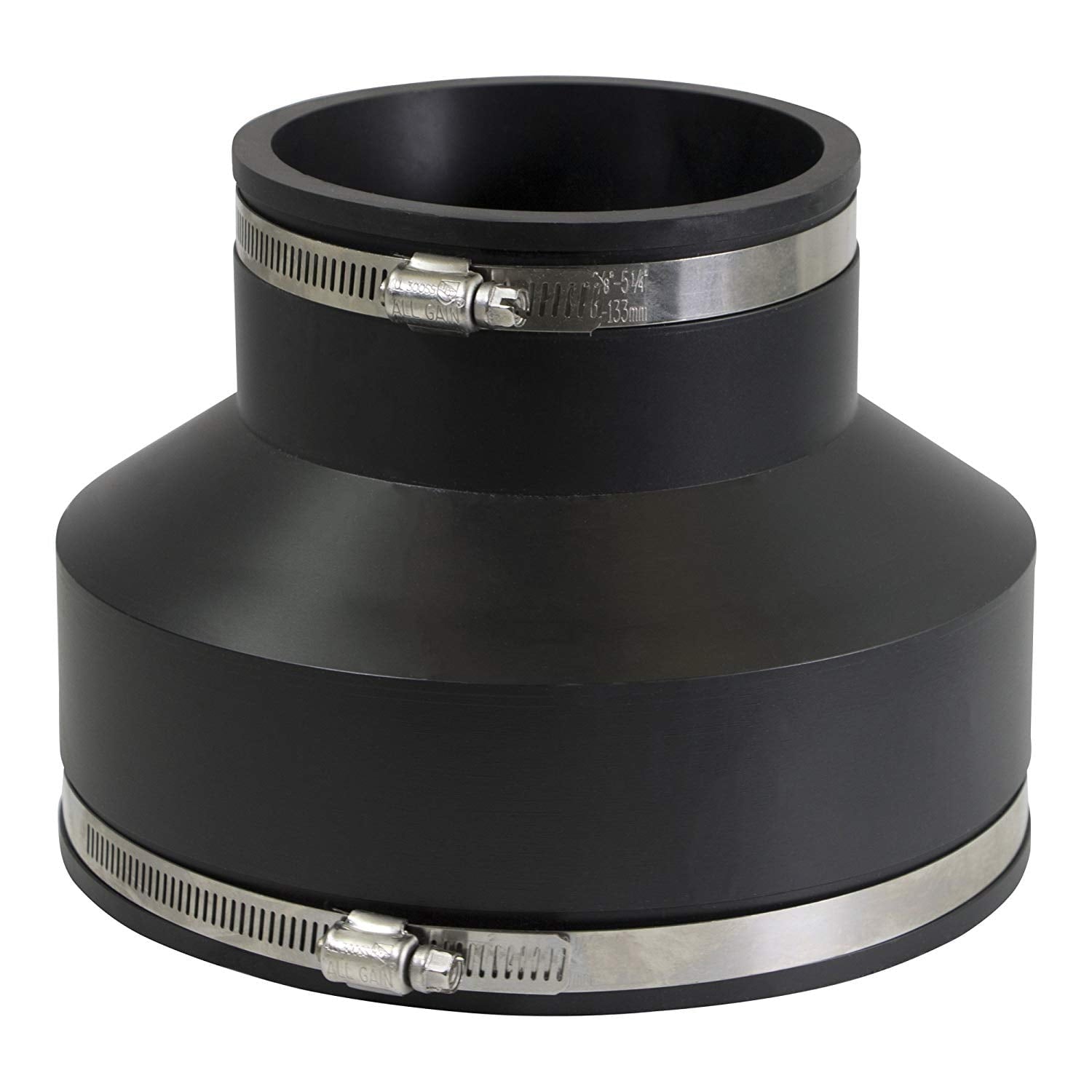 4 x 6 Flexible Coupling 4 Cast Iron/Pvc x Clay 6 with Stainless Steel Clamps