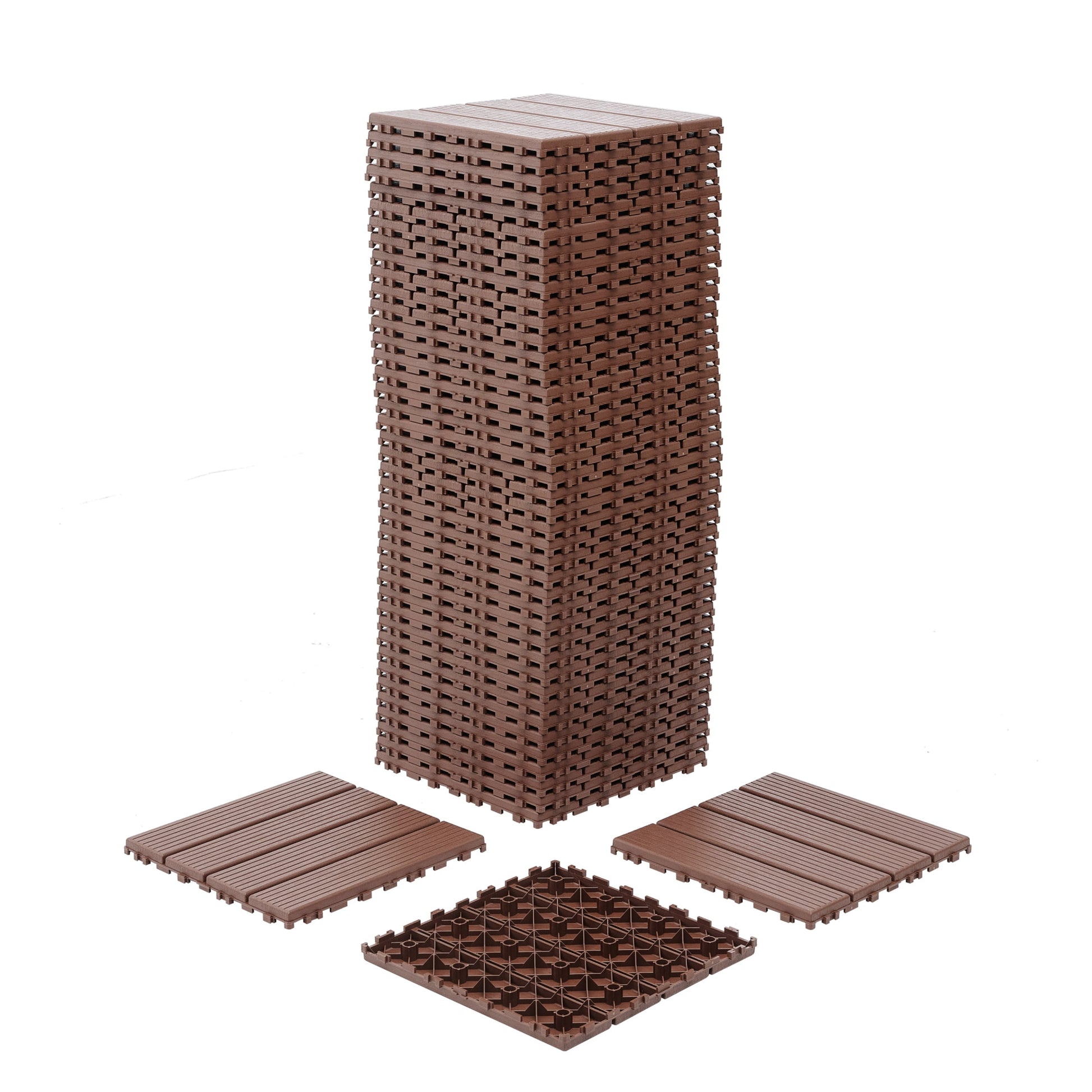 44PCS Plastic Interlocking Deck Tiles,Patio Deck Tiles,12"x12" Square Waterproof Outdoor