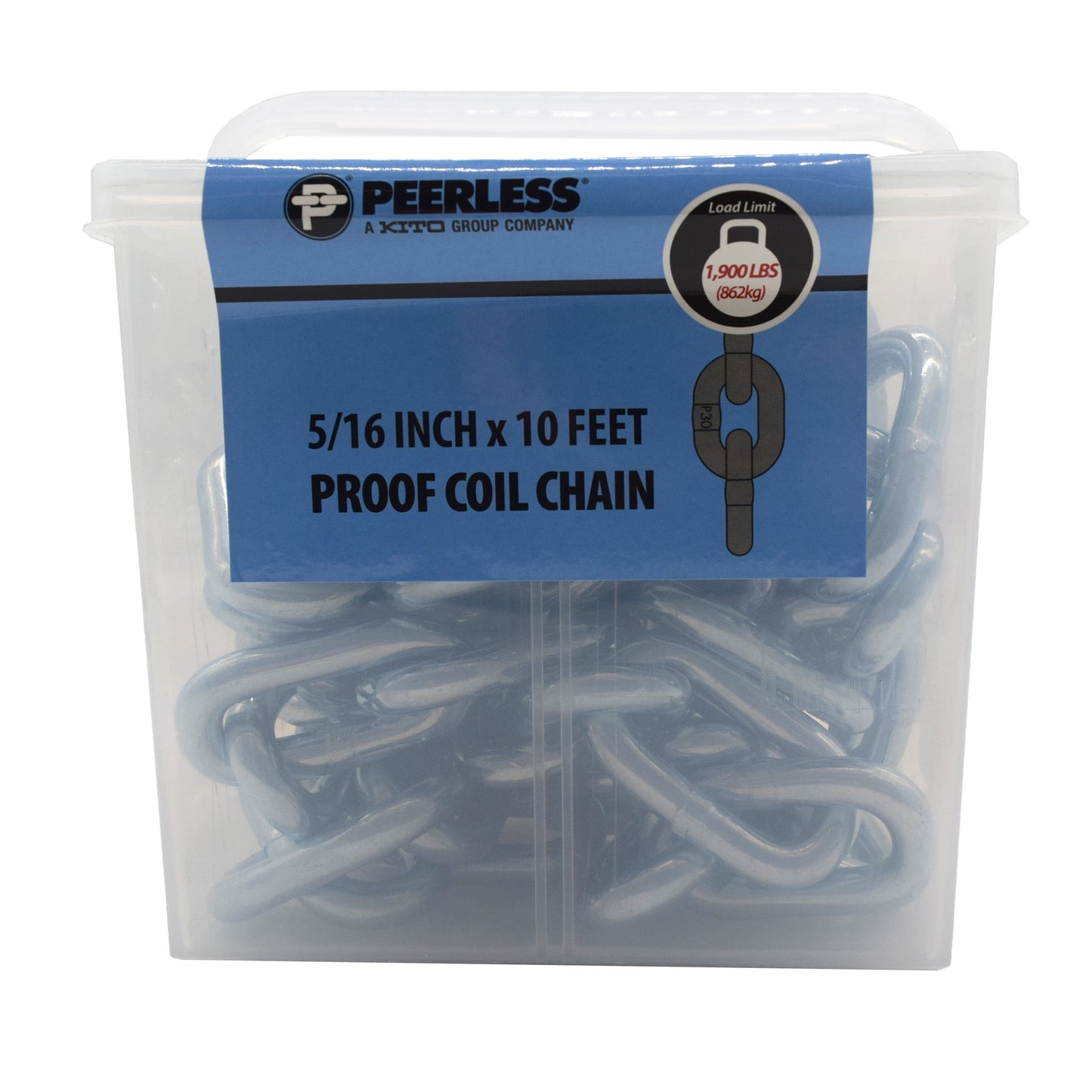 5/16" Proof Coil Chain, 10', Grade 30, Peerless Chain Company, #4851210