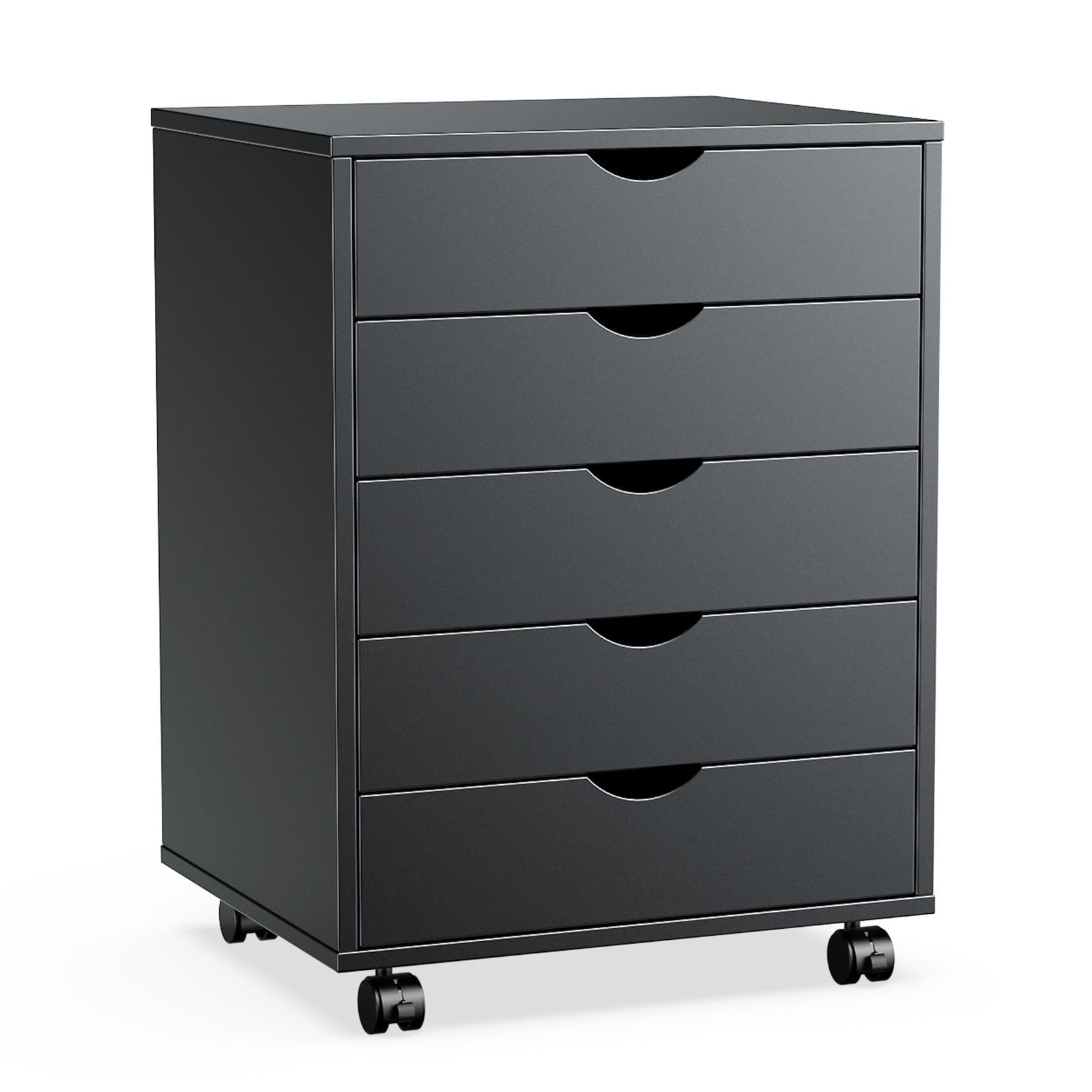 EDX 5 Drawer Dresser - Chest Dressers with Wood Storage Cabinet, Mobile Organizer for Bedroom, Home, Office, Black