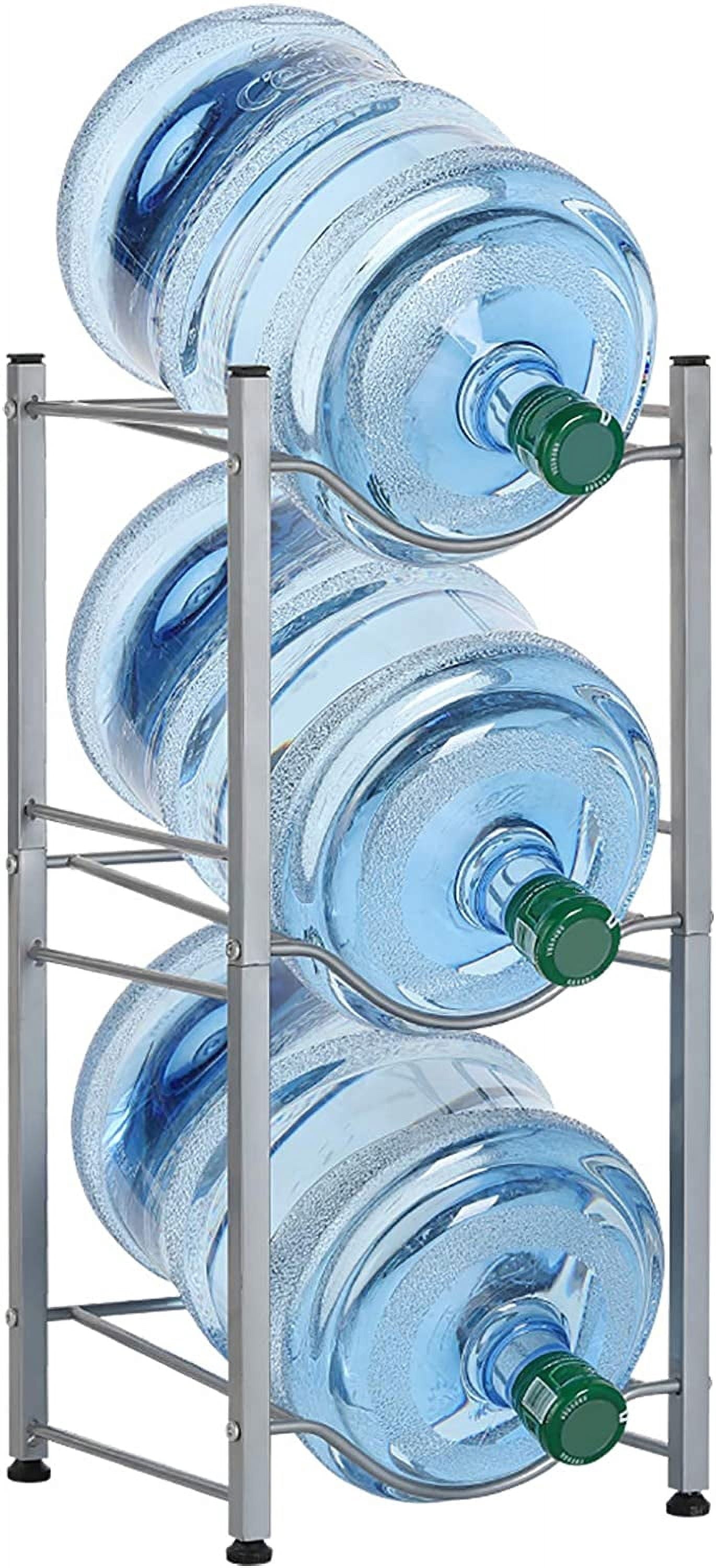 5 Gallon Water Jug Holder Water Bottle Storage Rack, 3 Tiers, Silver