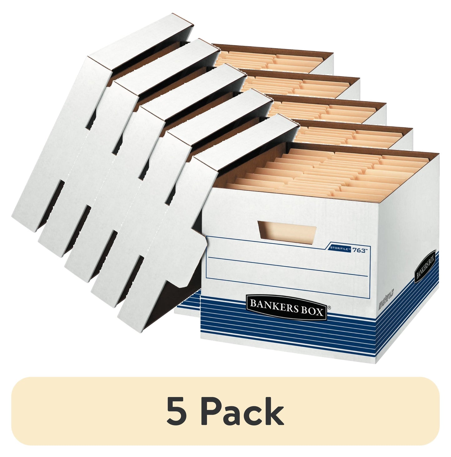 (5 pack) Bankers Box Stor/File Medium-Duty - Letter/Legal, White 3 Pk