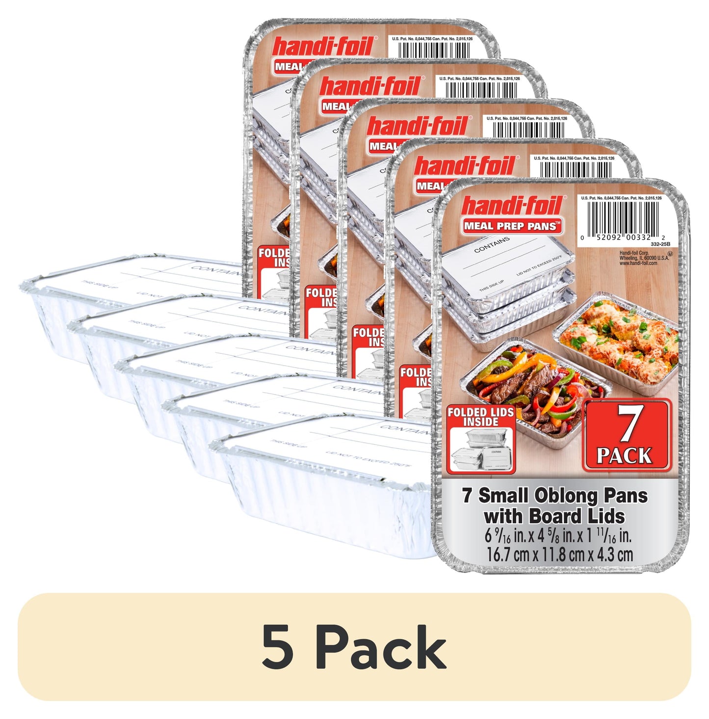 (5 pack) Handi-Foil Bandeja de Aluminio para PreparaciÃ³n de Comidas con Tapas Plegadas, 6.6" x 4.6", (7 pack)