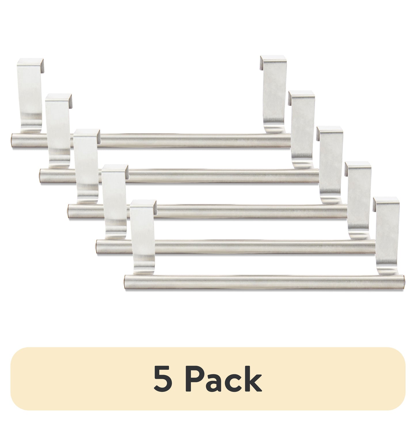 (5 pack) Mainstays Stainless Steel Over The Cabinet Towels Holder, 9 Inch, A Practical Choice for Towel Storage and Kitchen Organization
