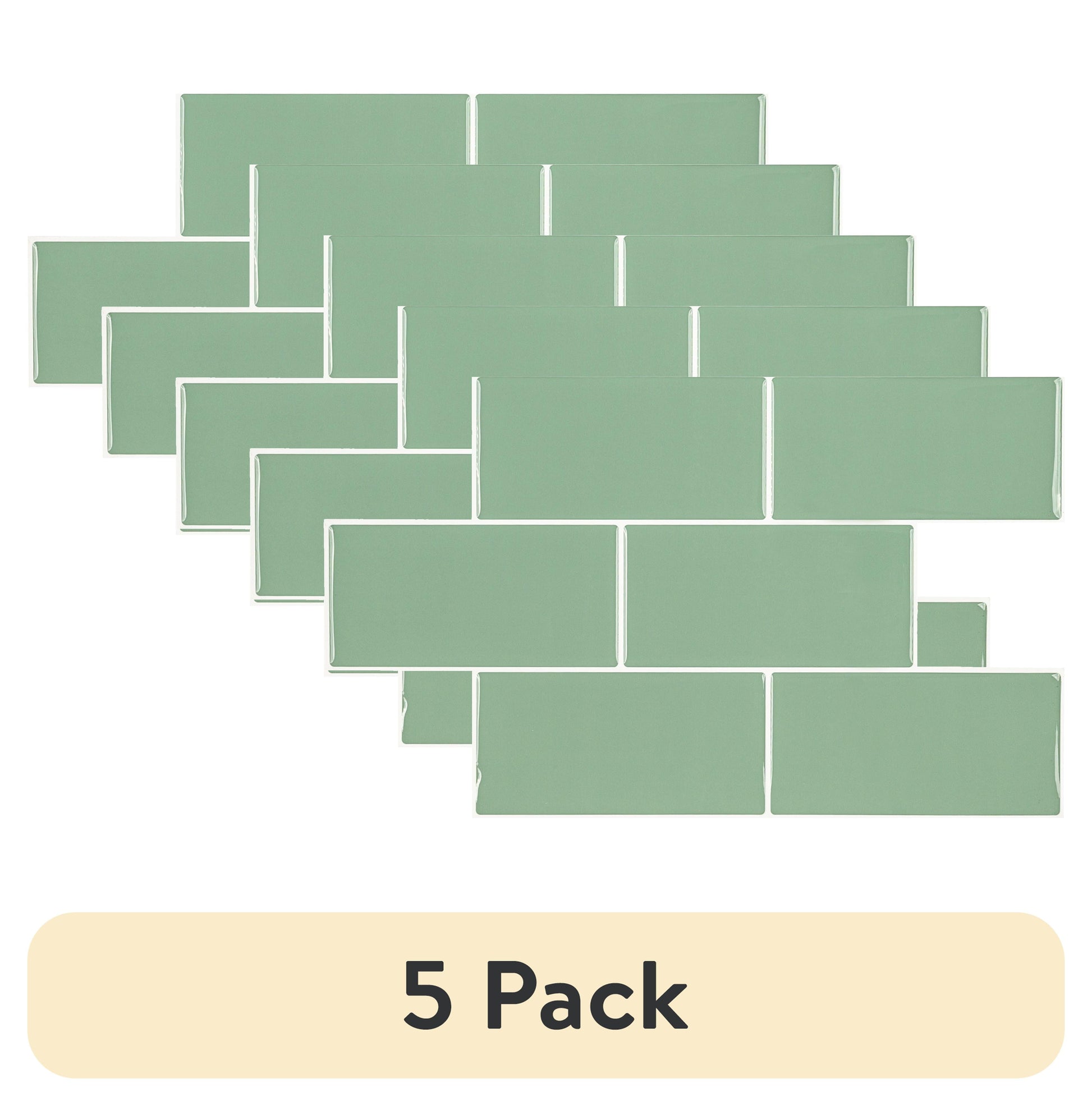 (5 pack) Mainstays Green Subway Peel & Stick Mosaic Wall Tile (2.76 Sqft / pack)
