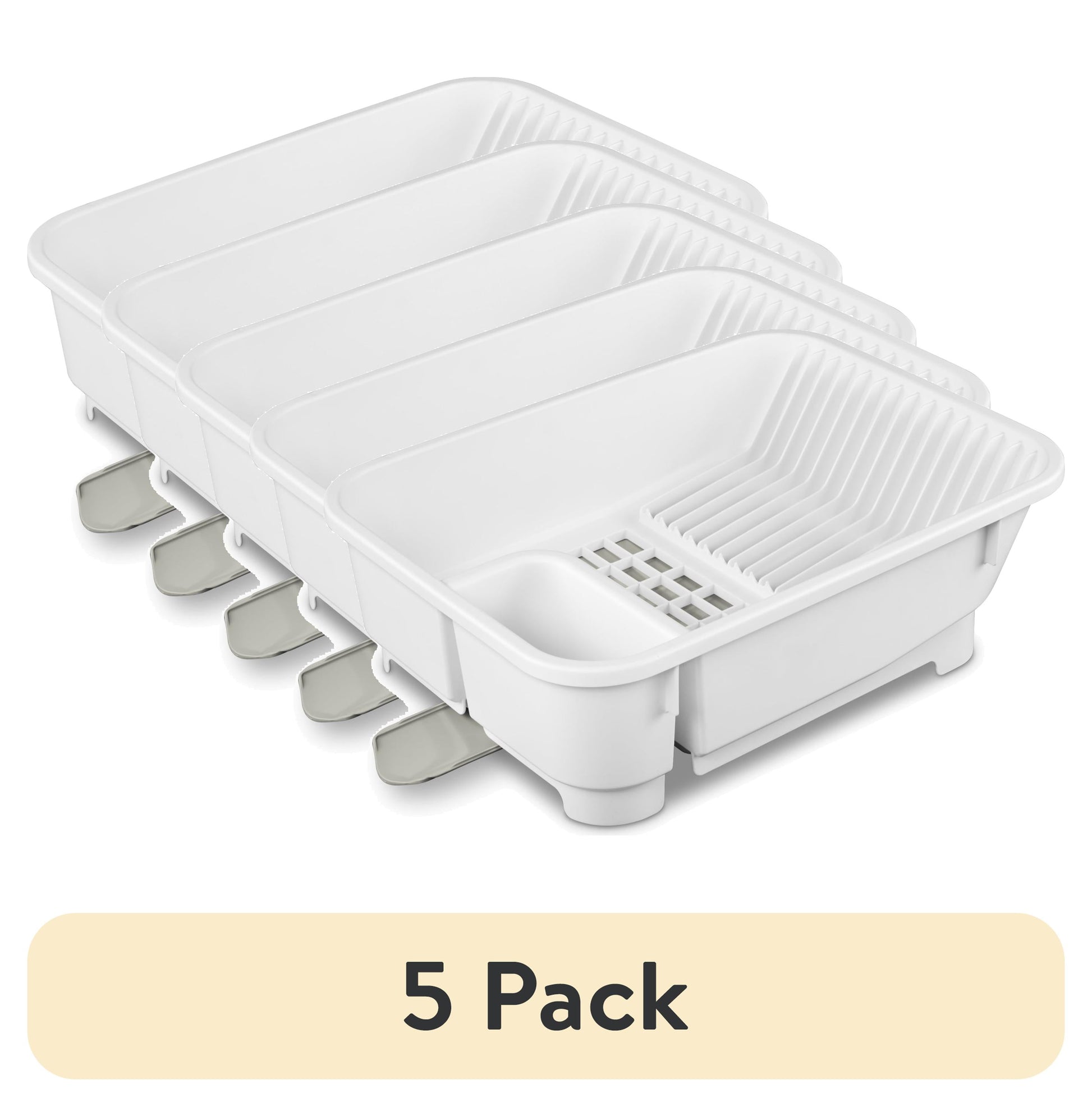 (5 pack) Mainstays Kitchen Sink Organizer Set with Self-Draining Caddy, Soap Dispenser, Sponge Holder and Retractable Spout for Sink Storage, White