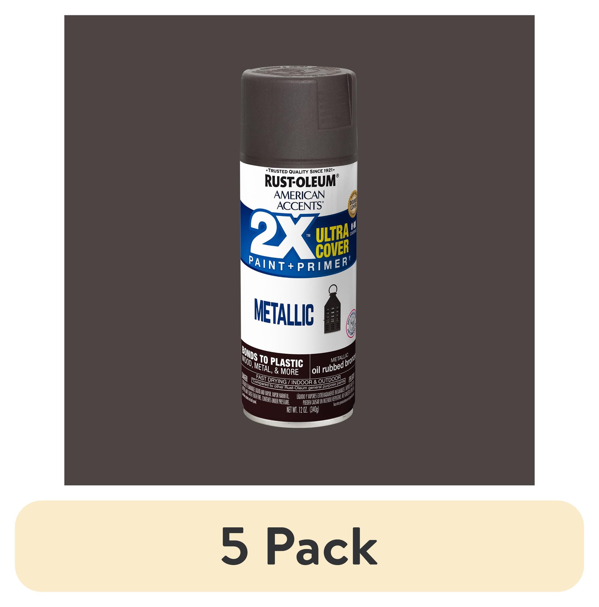 (5 pack) Rust-Oleum 327906 American Accents 2X Ultra Cover Oil Rubbed Bronze Gloss 12 oz Spray Paint