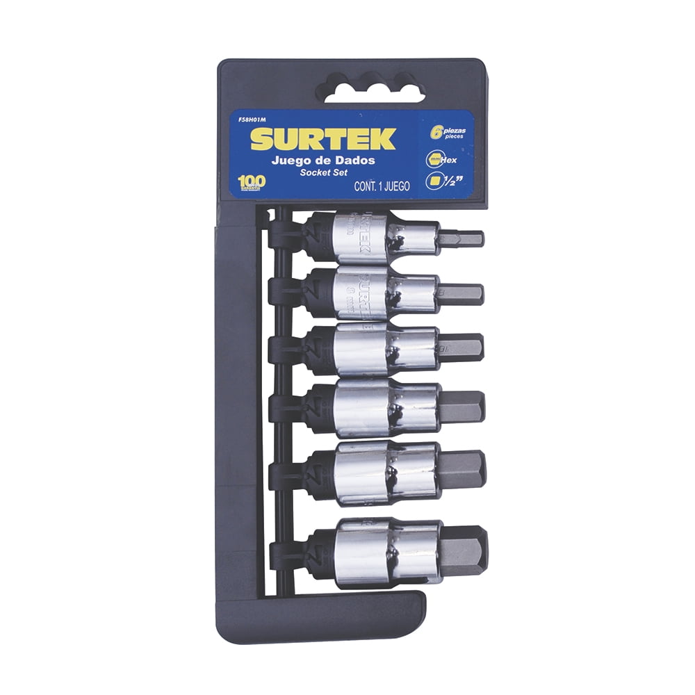 6 Hexagonal Metric Socket Set 1/2â€ Surtek