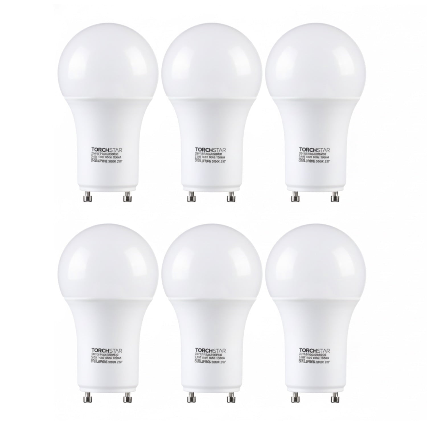 6 Pack Dimmable GU24 Base A19 Light Bulb, 9W LED Bulb, 60W Equivalent, for Ceiling Fans, Twist Lock GU24 Base Bulb for CFL Replacement, 3000K Warm White
