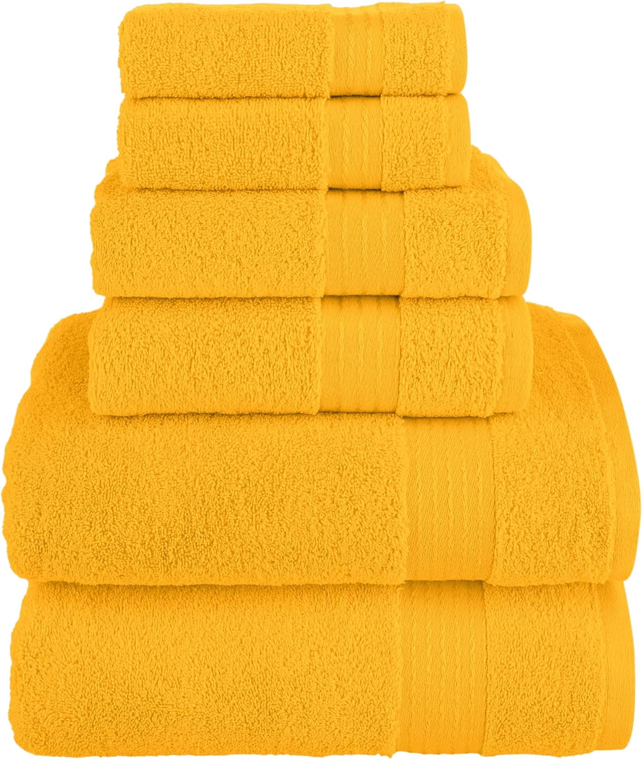 6-Piece Fade Resistant Bath towel, Hand and Washcloth Set - Cotton, Squash
