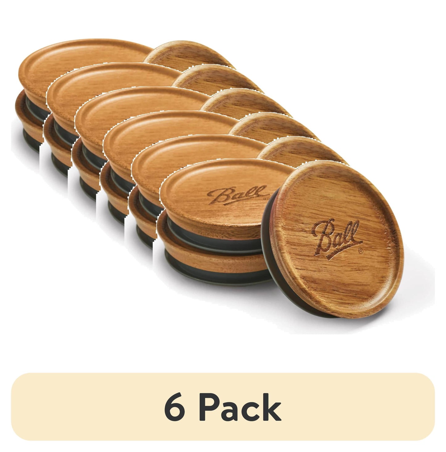 (6 pack) Ball Wooden Storage Lids, Regular Mouth, Ball Jar Lids, 3 Pack