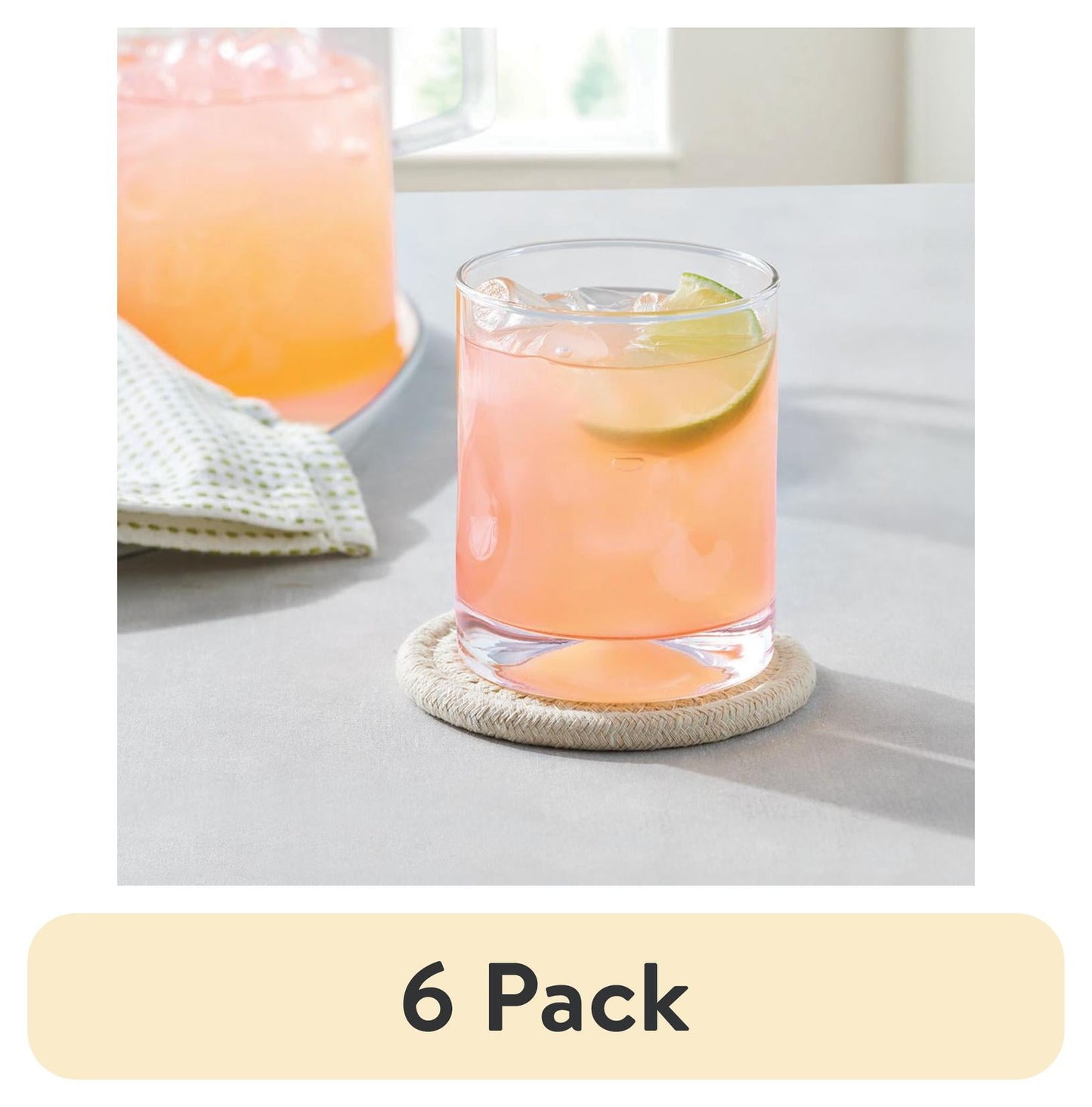 (6 pack) Better Homes & Gardens Lyra Glass Drinkware Set, 12.5 oz, 4-Piece
