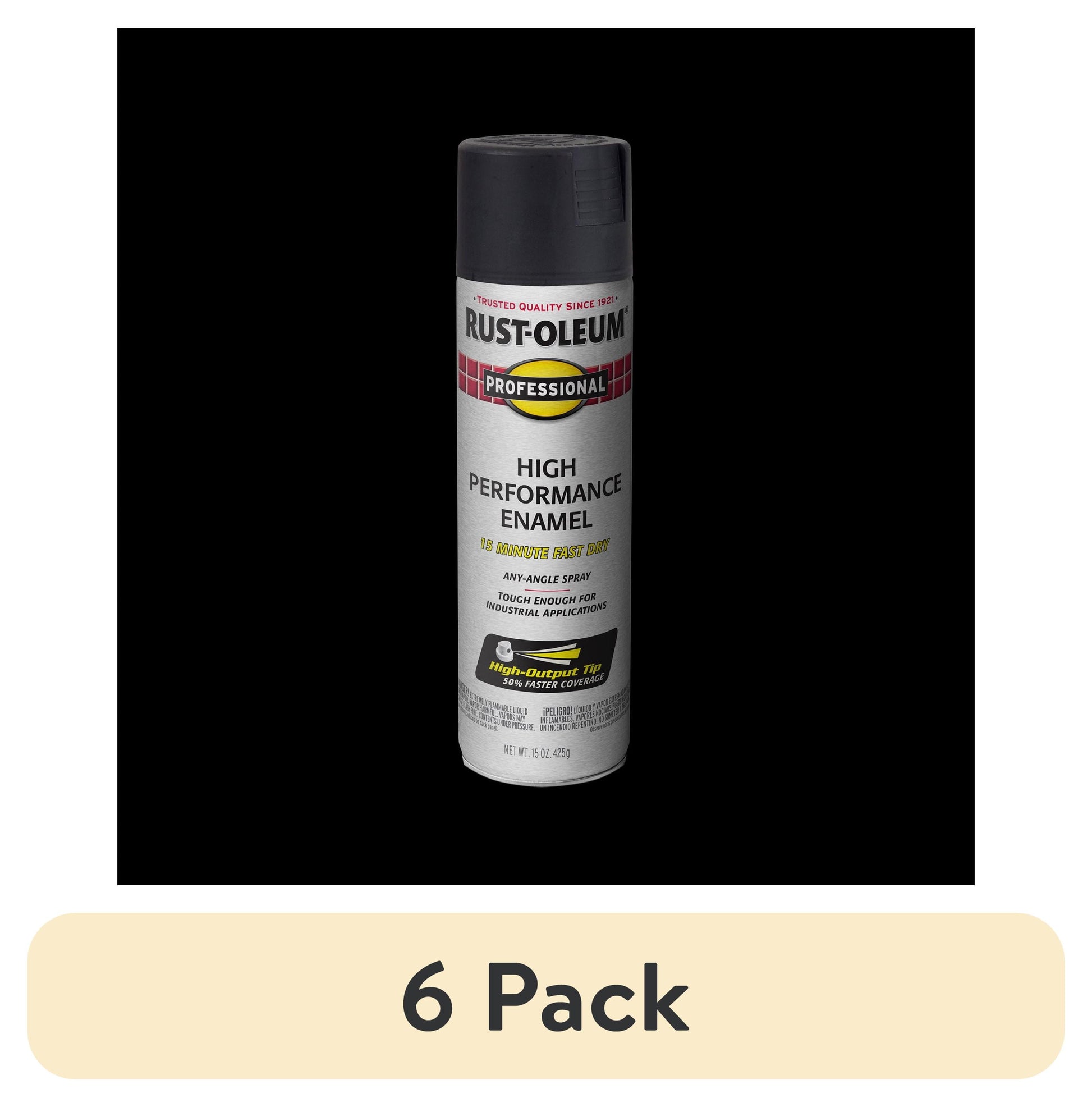 (6 pack) Negro, Rust-Oleum Esmalte Profesional de Alto Rendimiento Pintura en Aerosol Semibrillante-239107, 15 oz