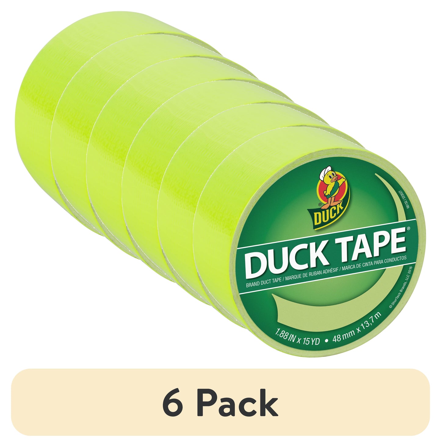 (6 pack) Color Duck Tape Brand Duct Tape, 1.88 in. x 15 yd., Fluorescent Citrus