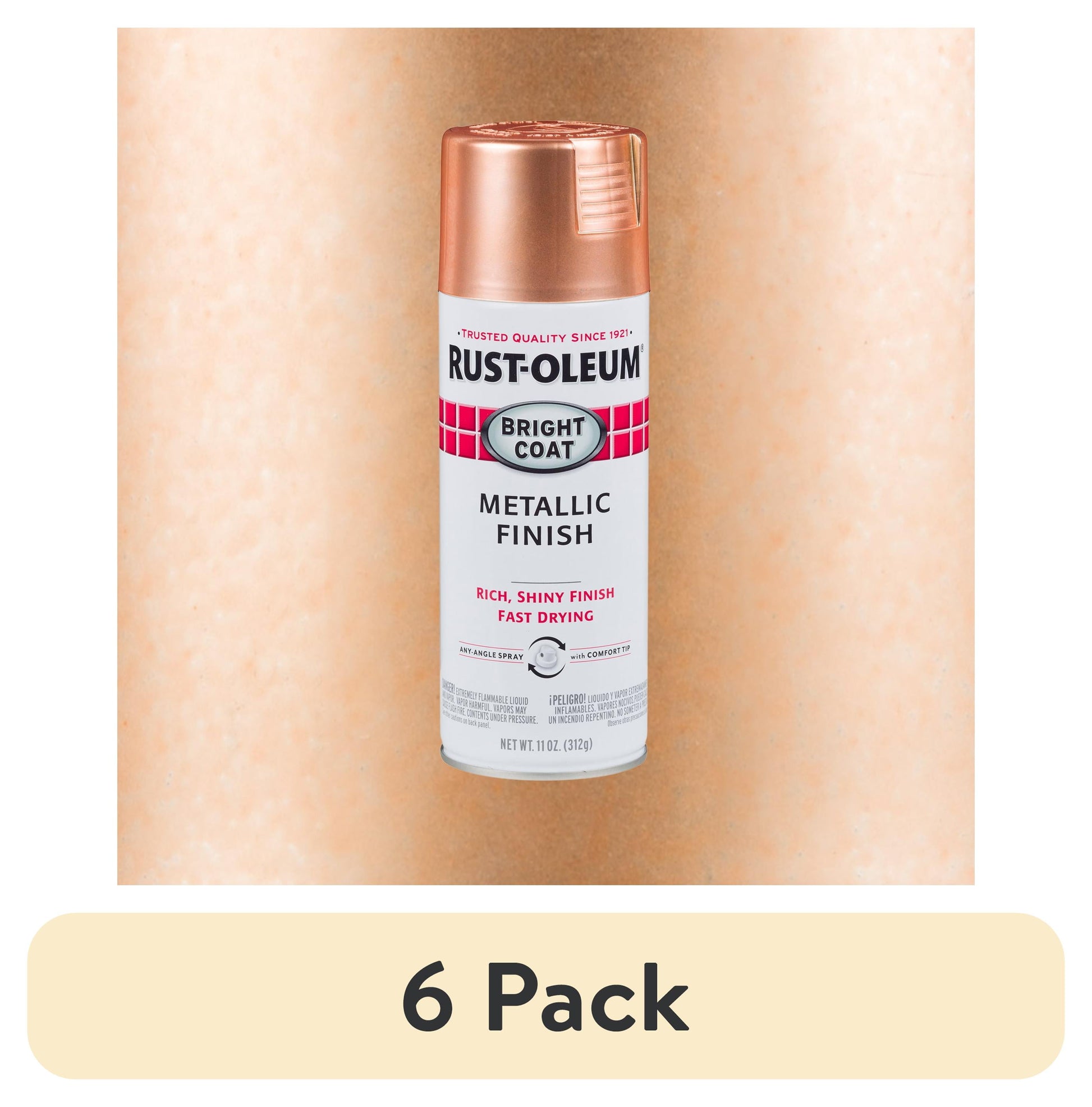 (6 pack) Cobre, Rust-Oleum Detiene el Ã“xido Capa Brillante Pintura en Aerosol MetÃ¡lica-314417, 11 oz