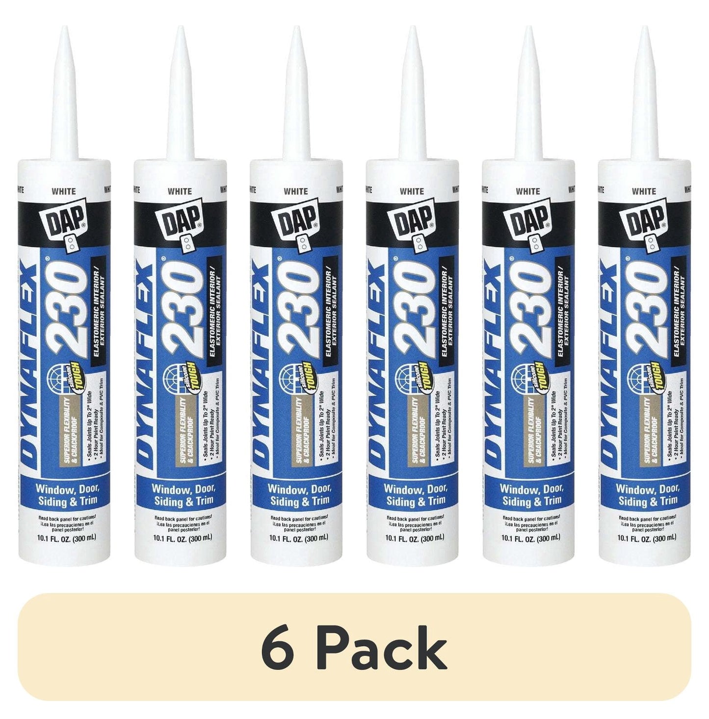 (6 pack) DAP Dynaflex 230 10.1 oz White Premium Latex Sealant Door and Trim