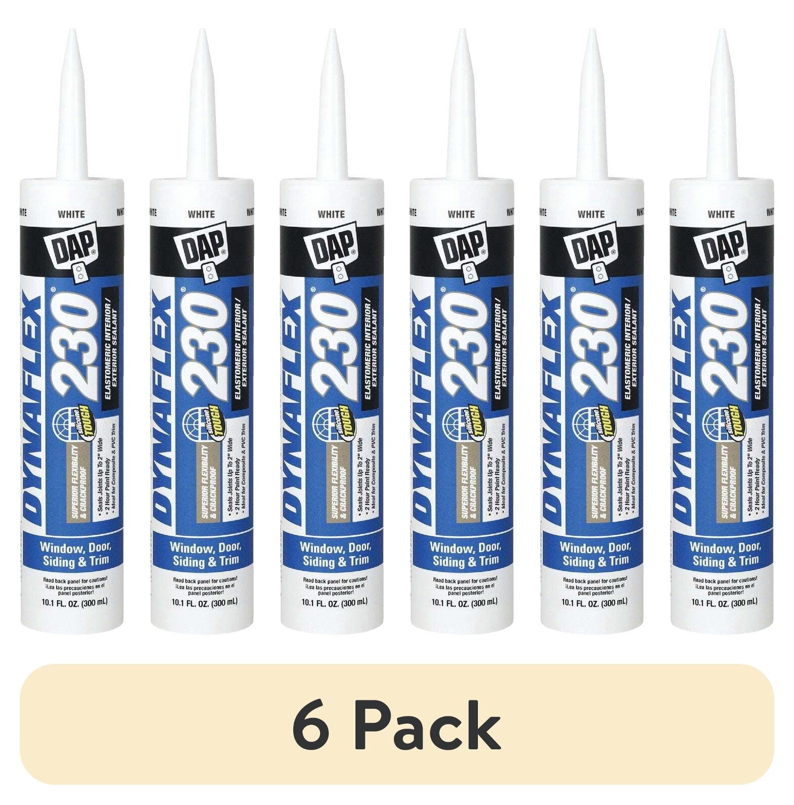 (6 pack) DAP Dynaflex 230 10.1 oz White Premium Latex Sealant Door and Trim