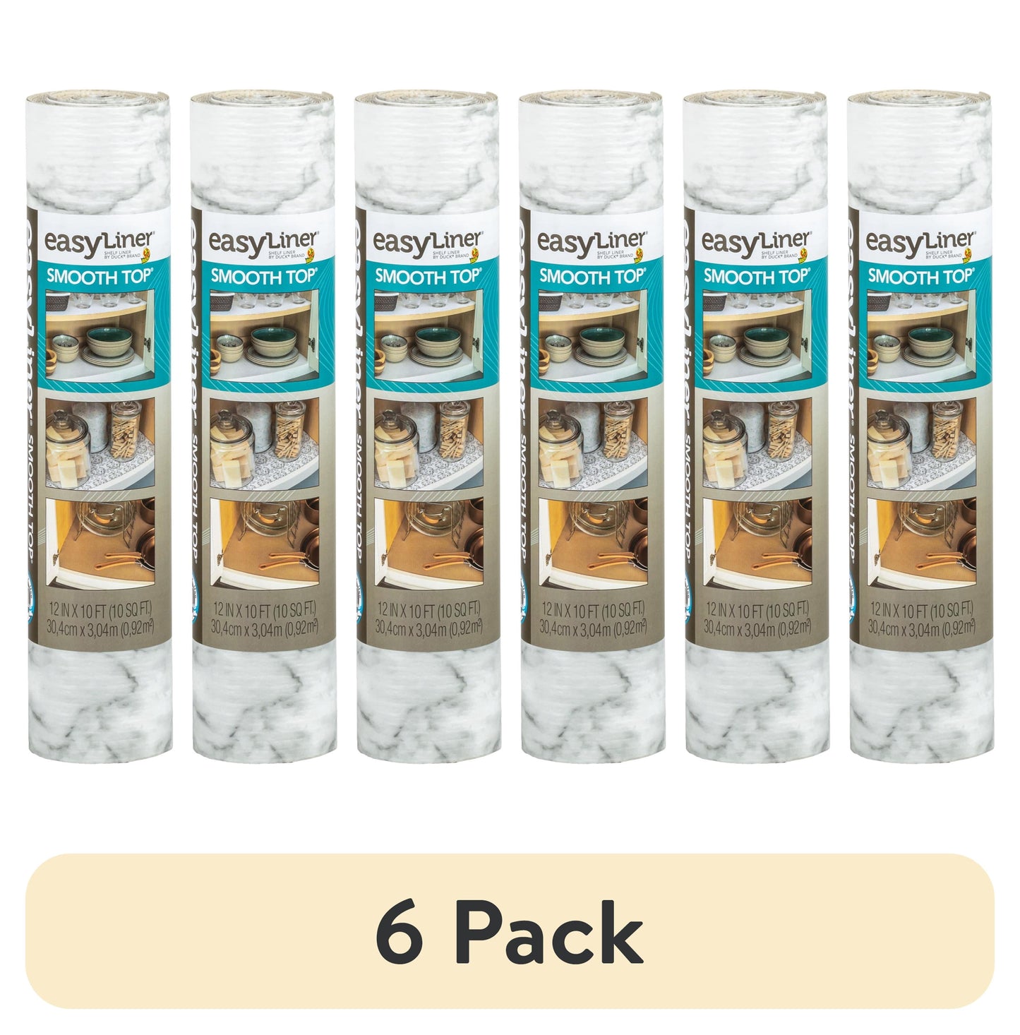 (6 pack) EasyLiner Smooth Top Shelf Liner, Gray Marble, 12 in. x 10 ft. Roll