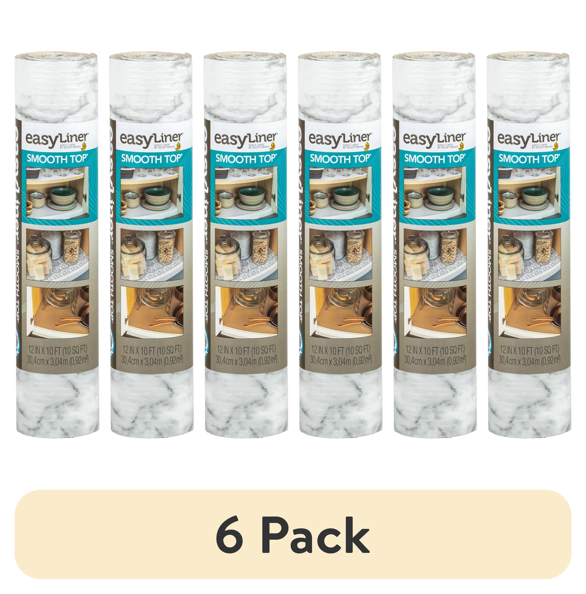 (6 pack) EasyLiner Smooth Top Shelf Liner, Gray Marble, 12 in. x 10 ft. Roll