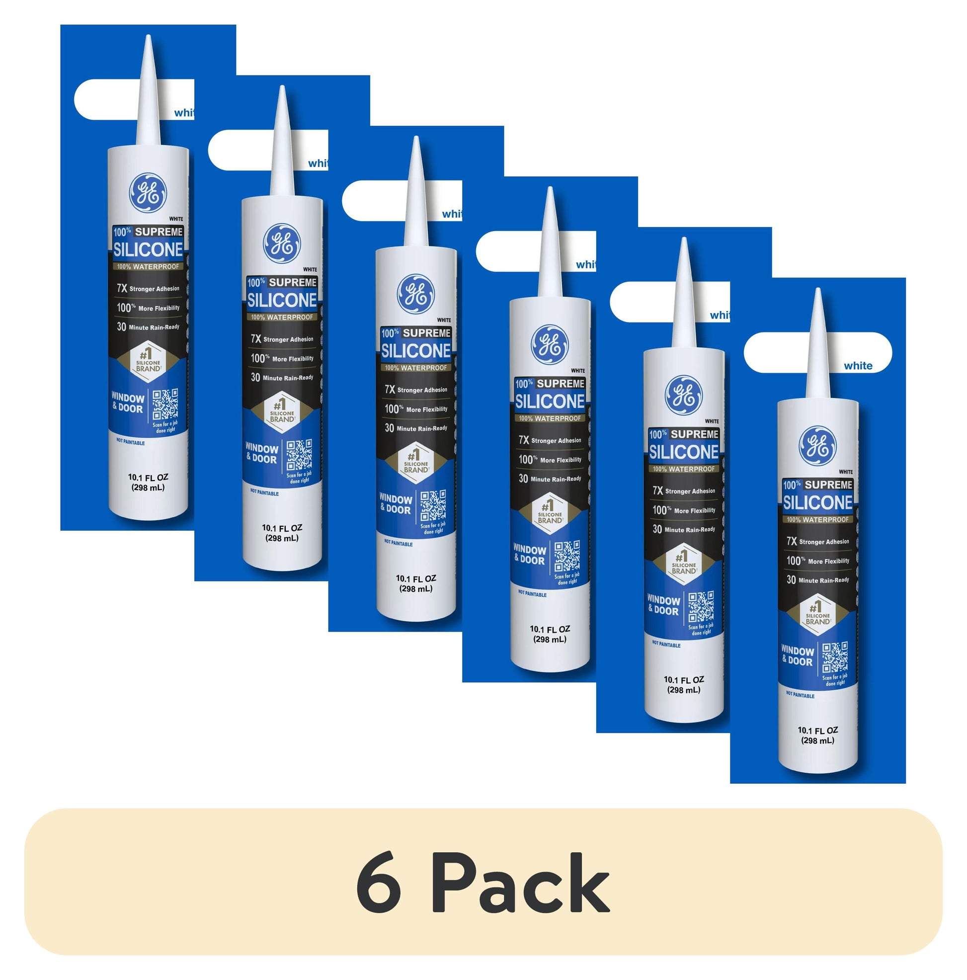GE Supreme Silicone Window & Door Sealant, Pack of 1, White 10.1 fl oz Cartridge