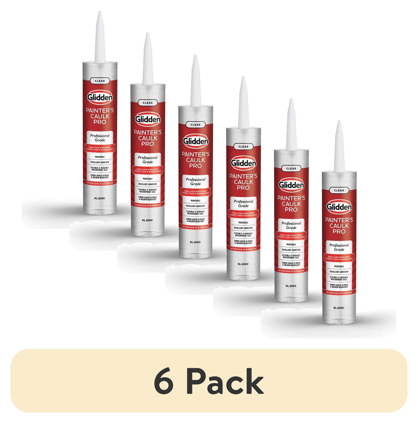 (6 pack) Glidden 10.1 fl oz Painter's Multi-Purpose Interior/Exterior Caulk Pro, Clear